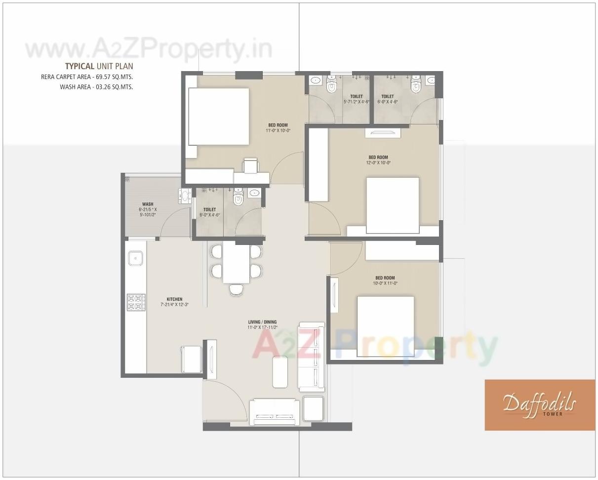 Layout of real estate project Daffodils Tower located at Sanand, Ahmedabad, Gujarat