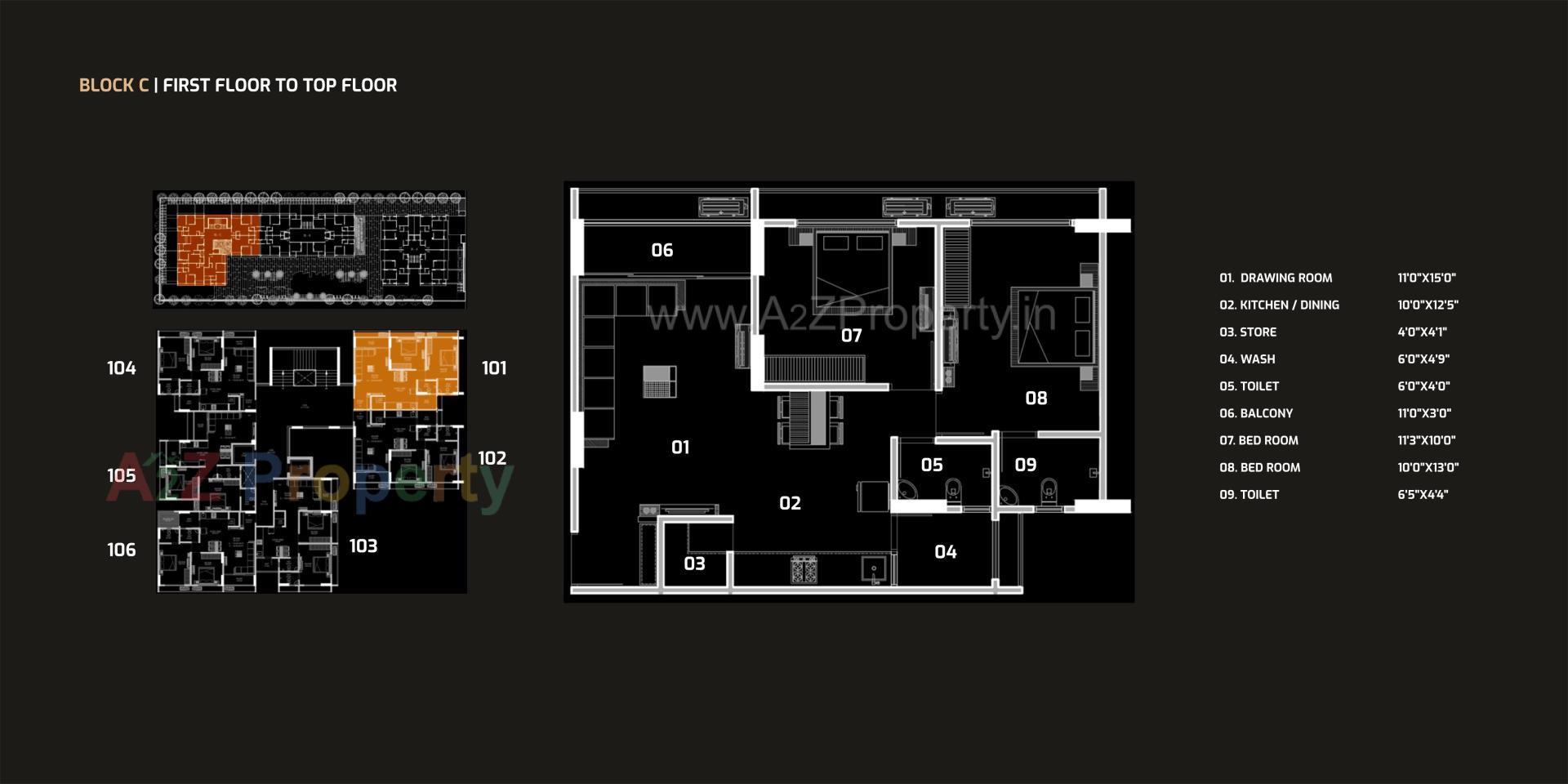 Layout of real estate project Dev Aashish Z Plus located at Hanspura, Ahmedabad, Gujarat