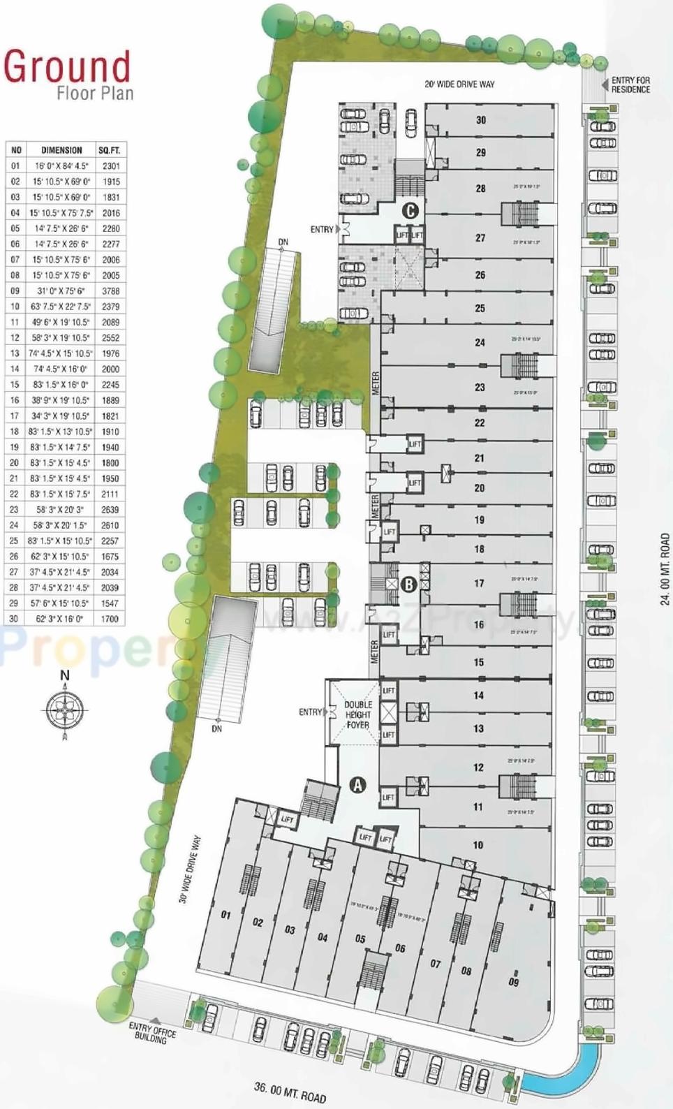 Layout of real estate project Dev Atelier located at Vejalpur, Ahmedabad, Gujarat