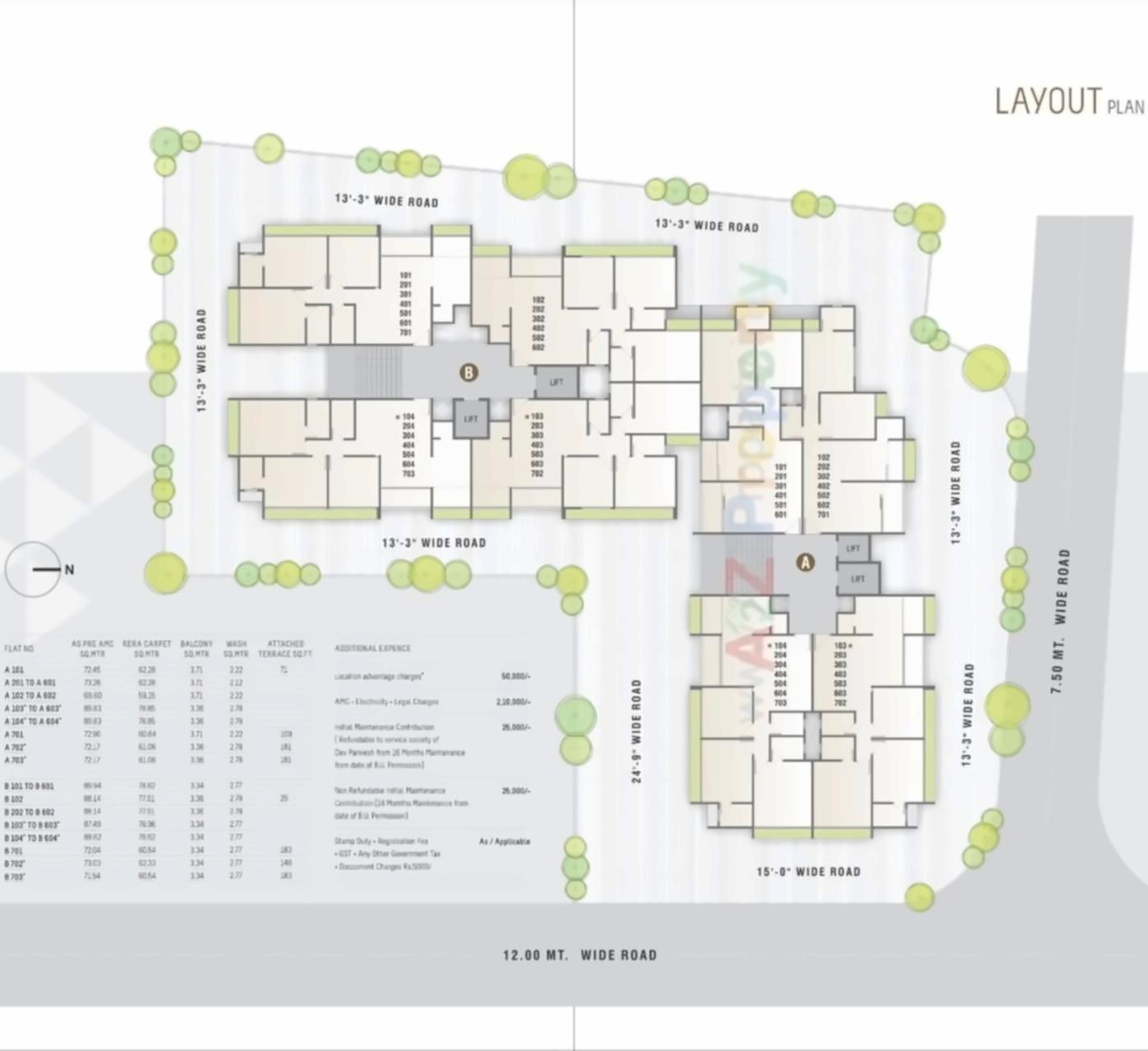 Layout of real estate project Dev Parivesh located at Kali, Ahmedabad, Gujarat