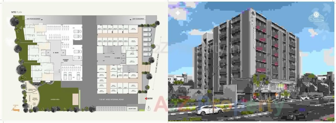 Layout of real estate project Dev Residency located at Tragad, Ahmedabad, Gujarat