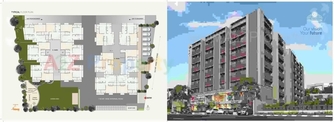 3D Elevation of real estate project Dev Residency located at Tragad, Ahmedabad, Gujarat