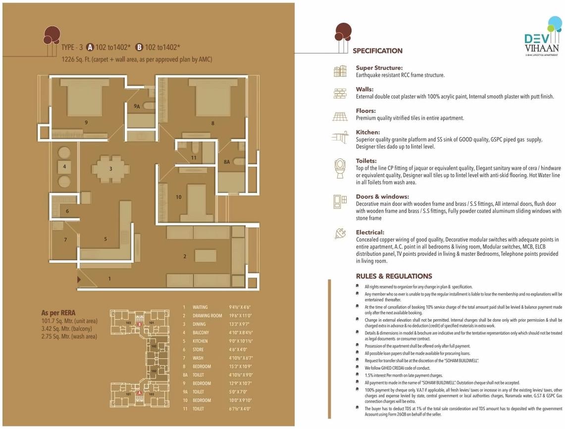 Layout of real estate project Dev Vihaan located at City, Ahmedabad, Gujarat