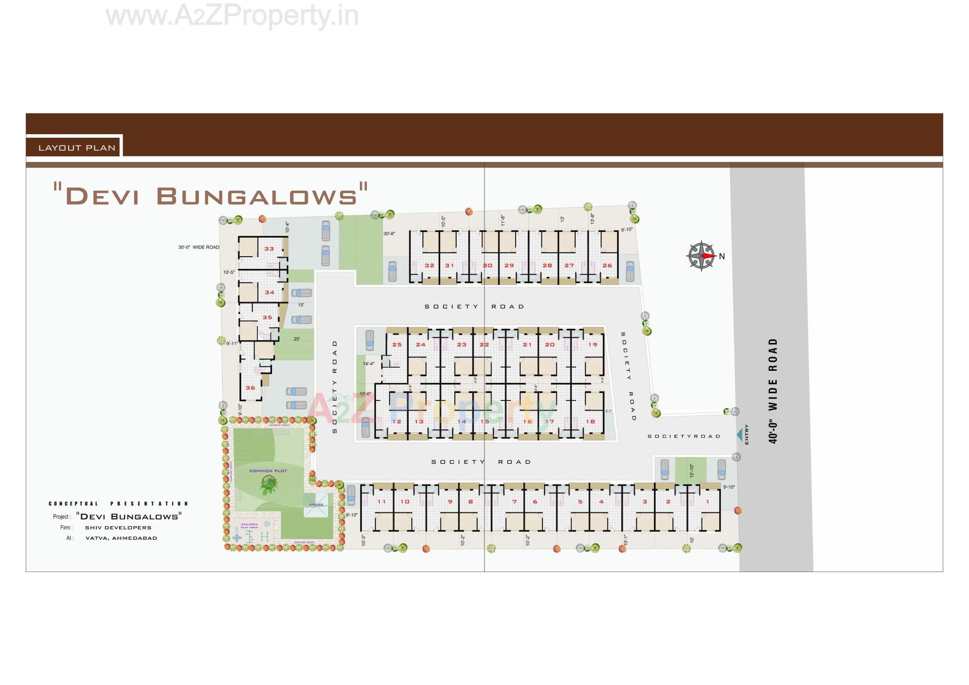 Layout of real estate project Devi Bunglows located at Vatva, Ahmedabad, Gujarat