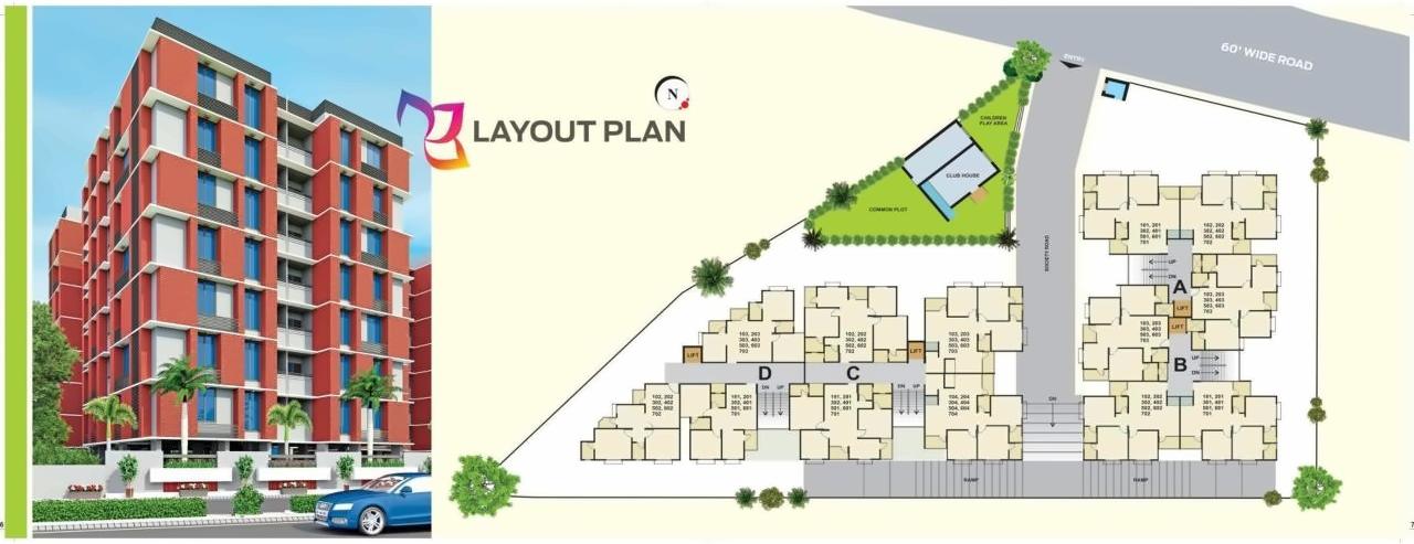 Layout of real estate project Devkrupa Glory located at Vinzol, Ahmedabad, Gujarat