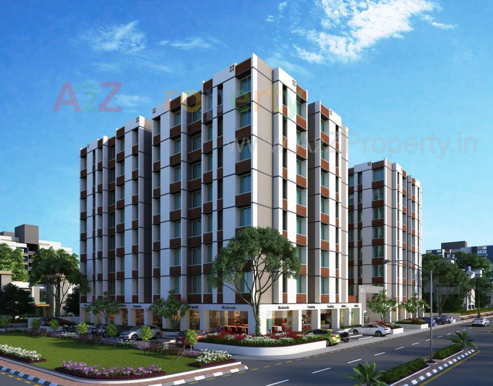 3D Elevation of real estate project Devresidency located at Tragad, Ahmedabad, Gujarat