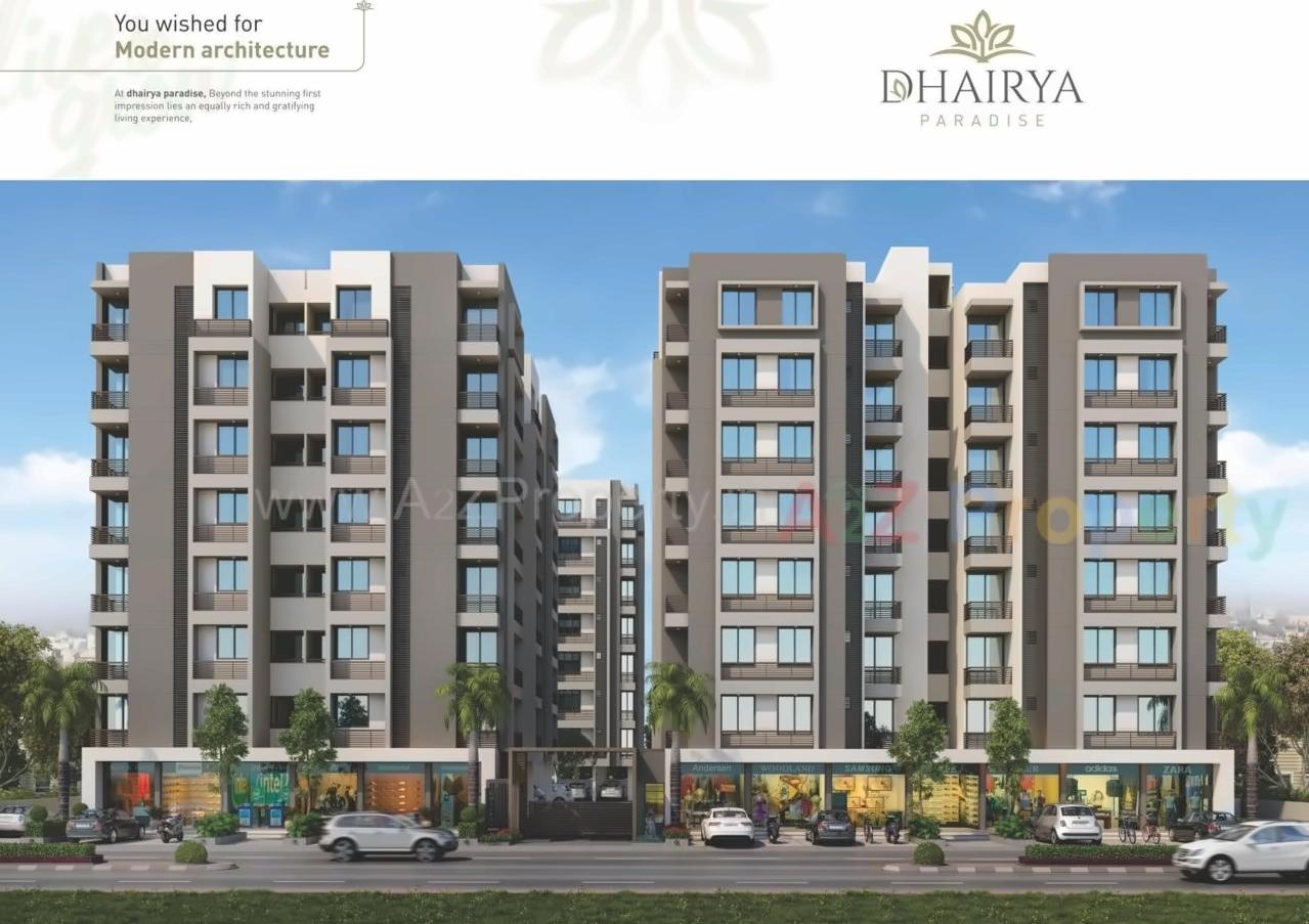 3D Elevation of real estate project Dhairya Paradise located at Isanpur, Ahmedabad, Gujarat