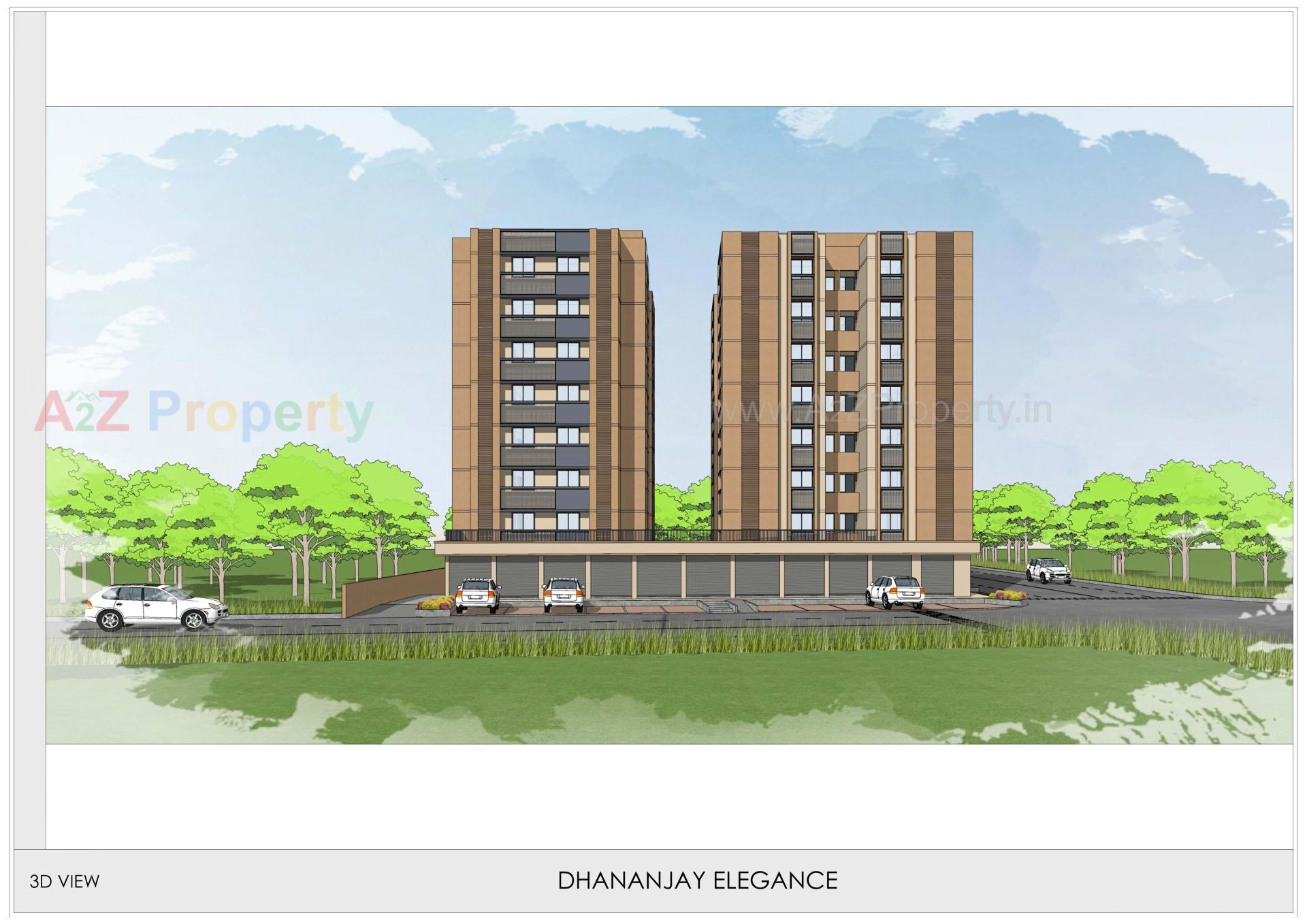 3D Elevation of real estate project Dhananjay Elegance located at Wadaj, Ahmedabad, Gujarat