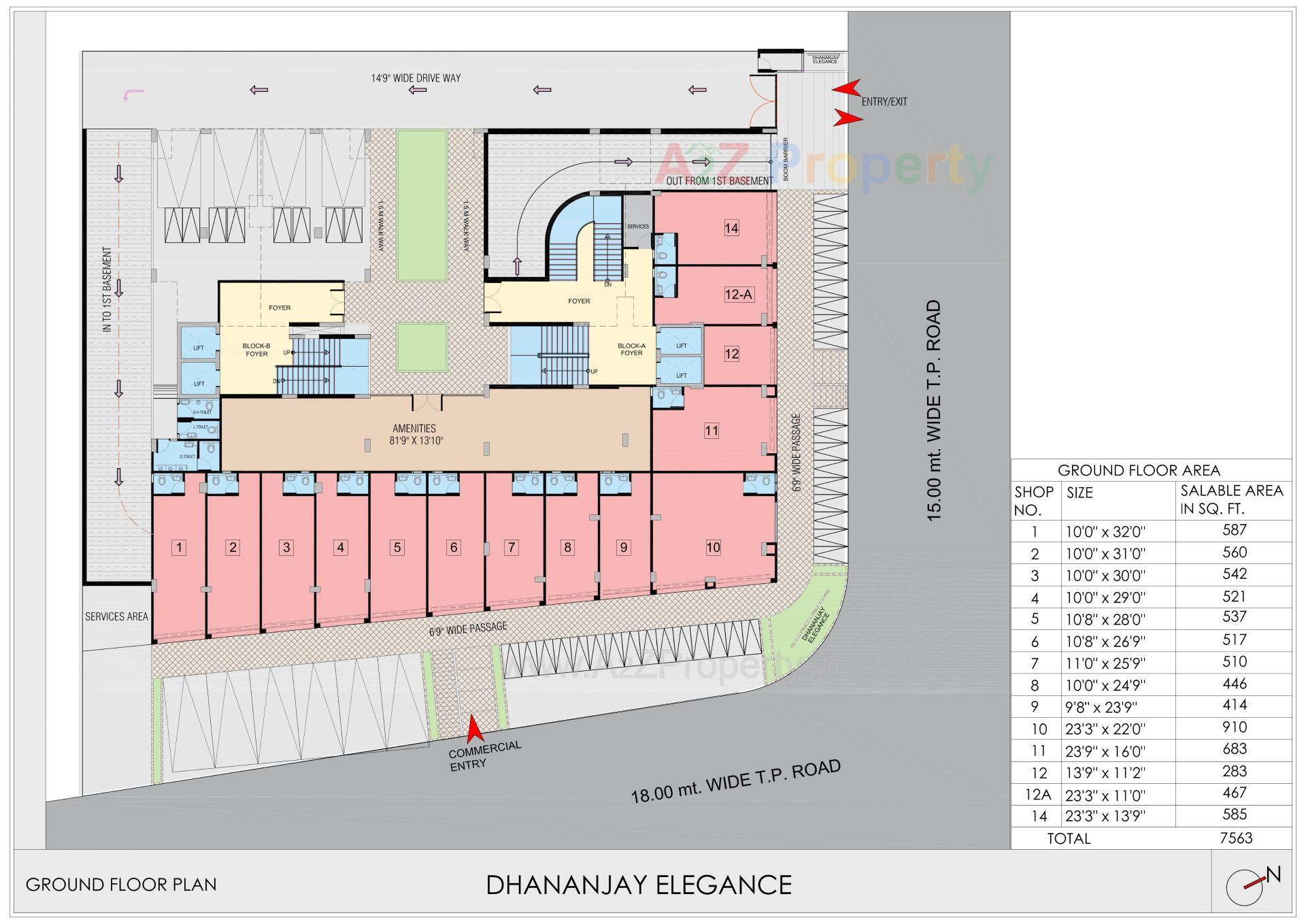 Layout of real estate project Dhananjay Elegance located at Wadaj, Ahmedabad, Gujarat