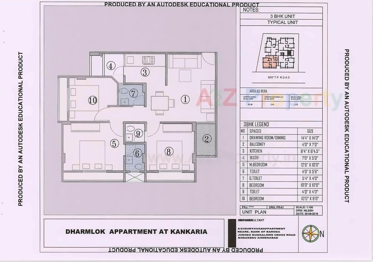 Layout of real estate project Dharmlok Appartment located at Rajpur-hirpur, Ahmedabad, Gujarat
