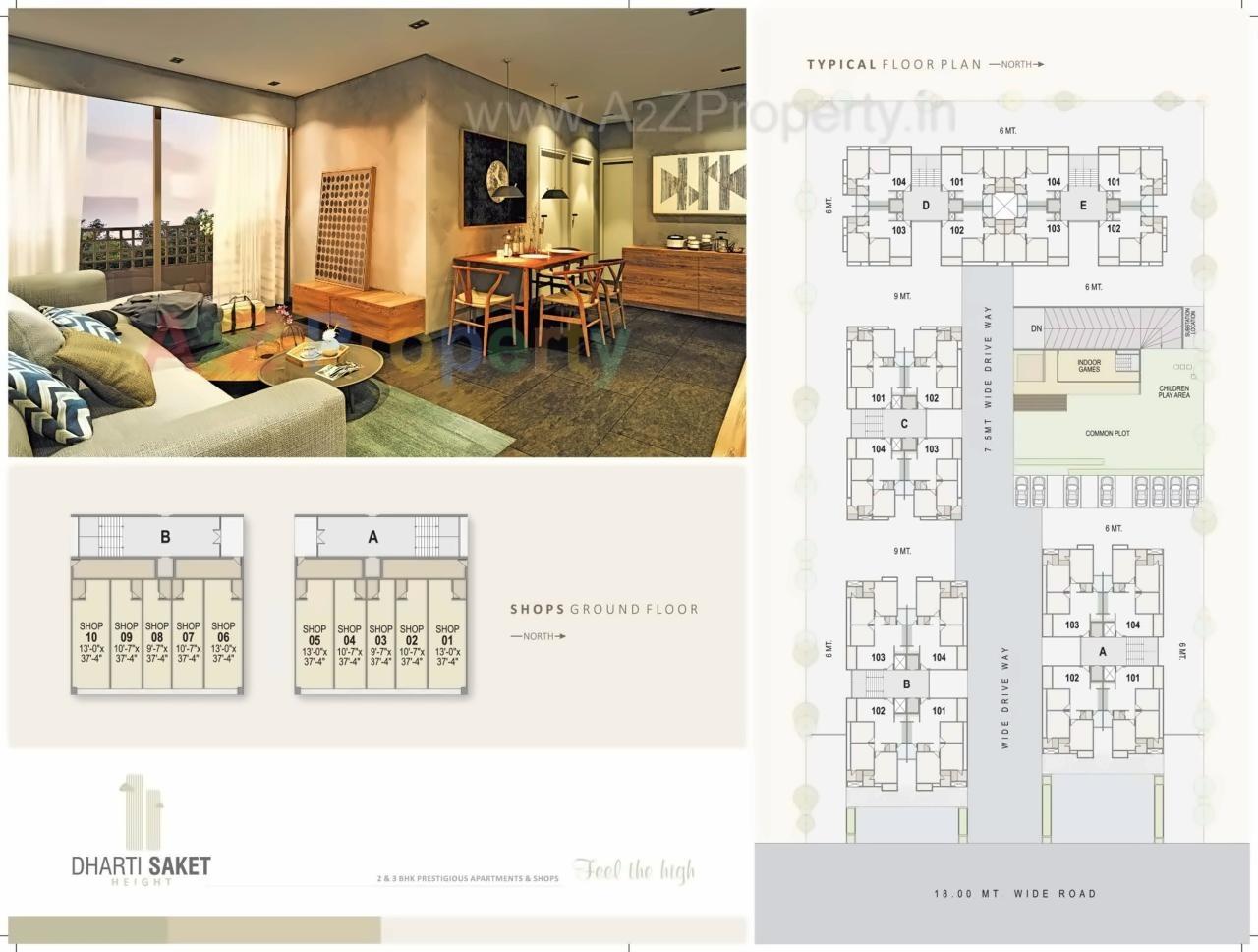 Layout of real estate project Dharti Saket Height located at Gota, Ahmedabad, Gujarat