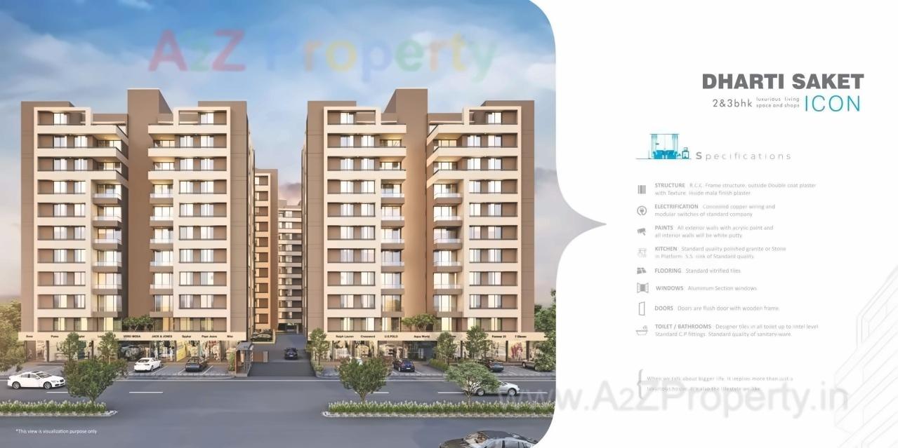 3D Elevation of real estate project Dharti Saket Icon located at Vadaj, Ahmedabad, Gujarat