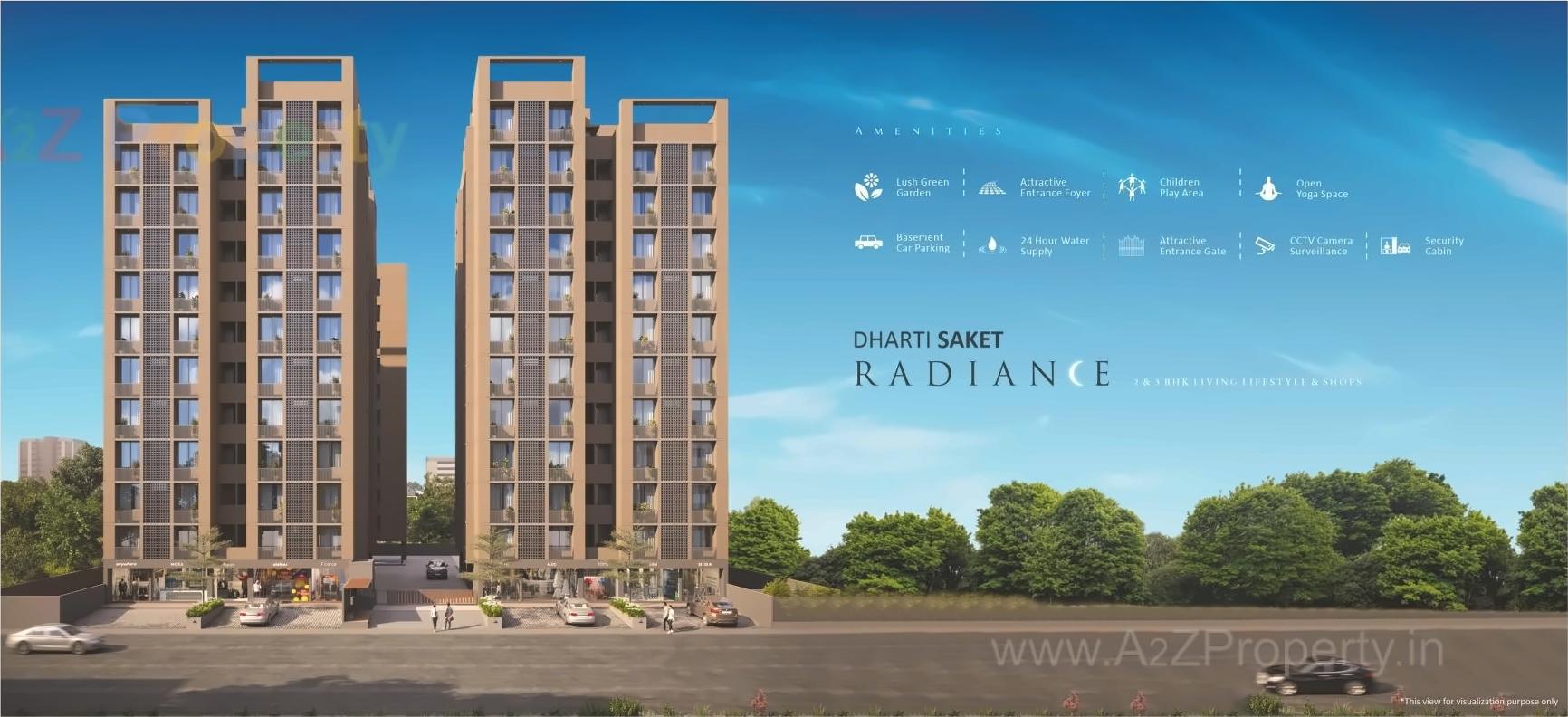 3D Elevation of real estate project Dharti Saket Radiance located at Bhadaj, Ahmedabad, Gujarat