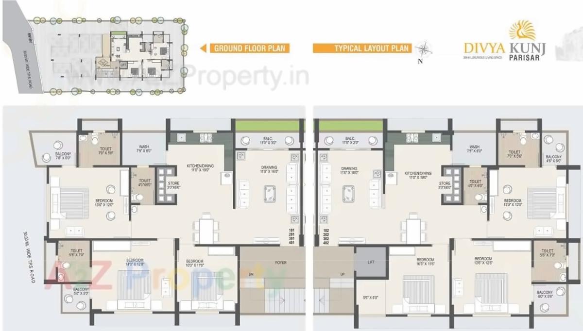 Layout of real estate project Divyakunj Parisar located at City, Ahmedabad, Gujarat