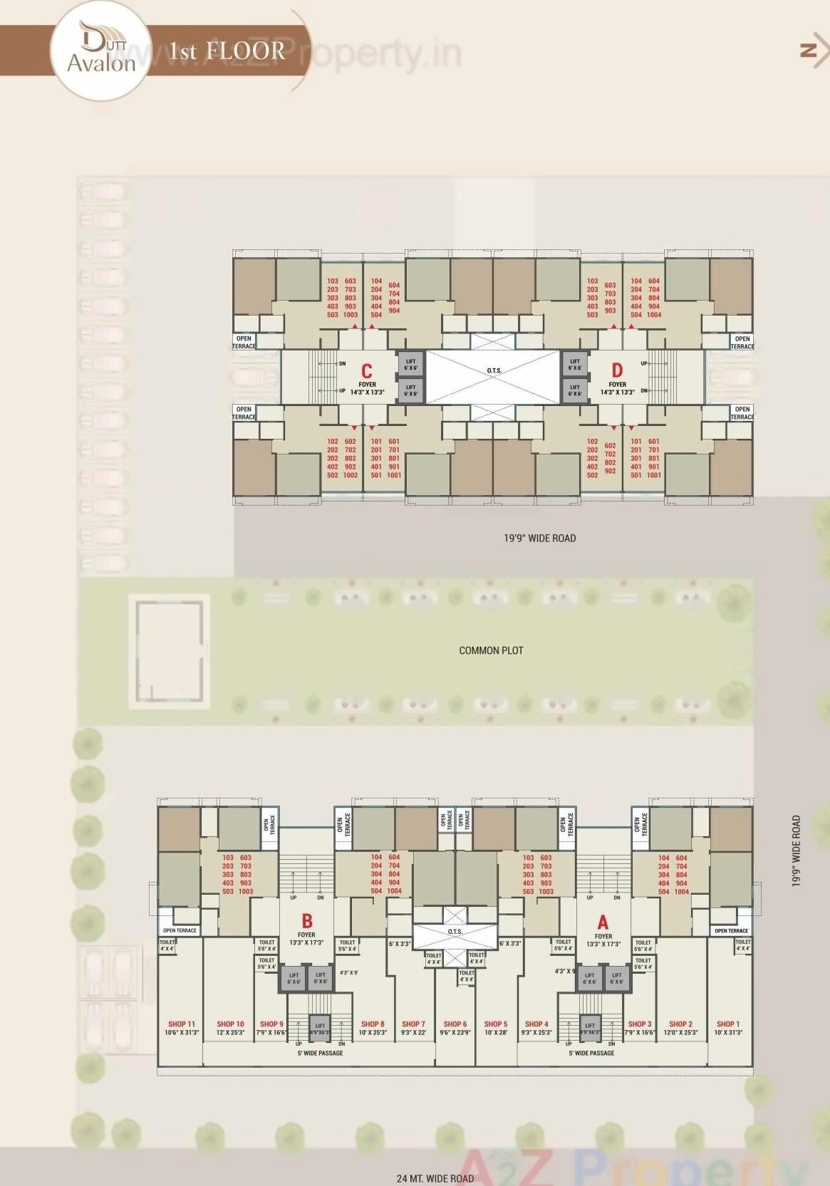 Layout of real estate project Dutt Avalon located at Tragad, Ahmedabad, Gujarat