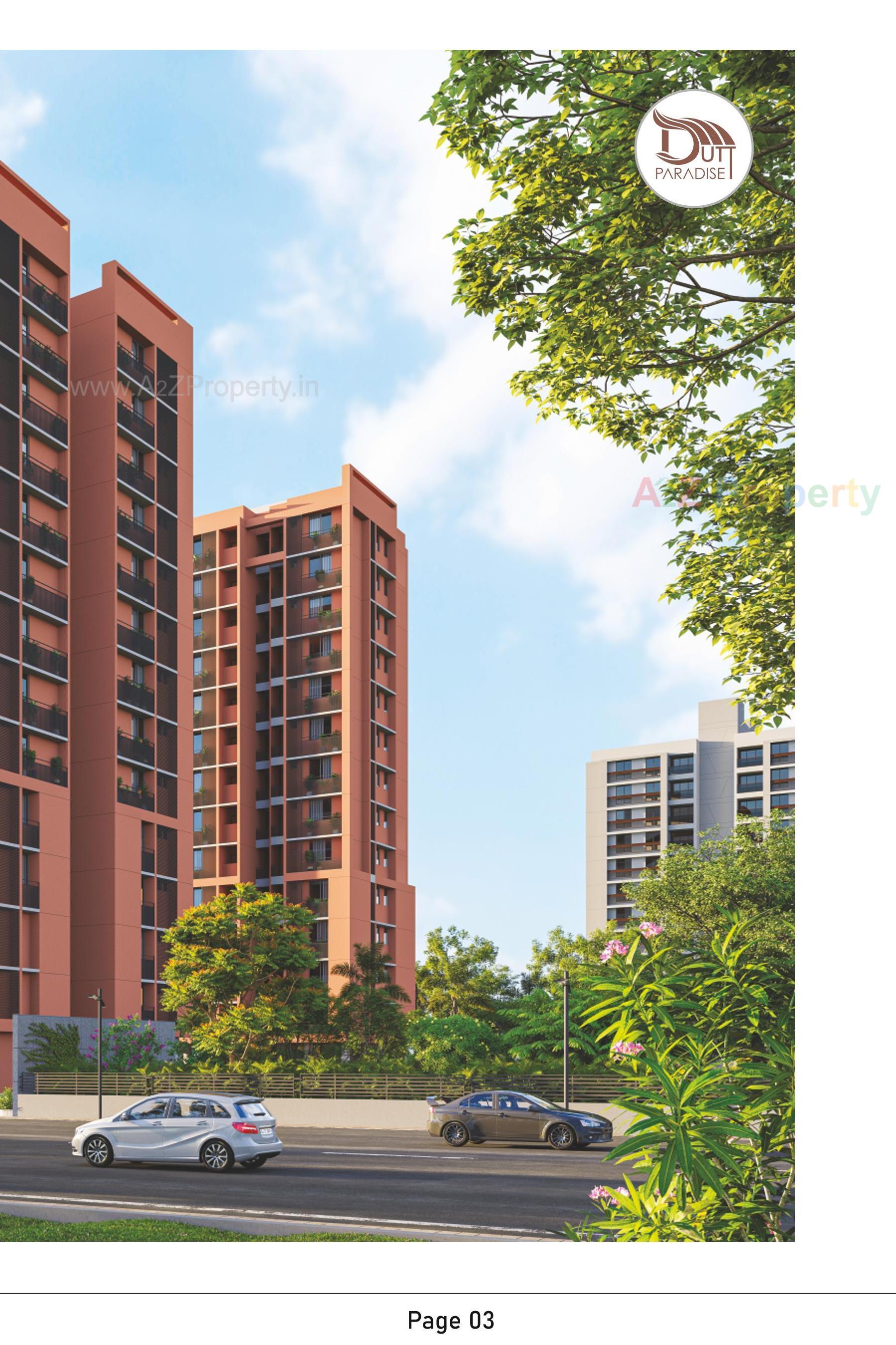 3D Elevation of real estate project Dutt Paradise located at Tragad, Ahmedabad, Gujarat
