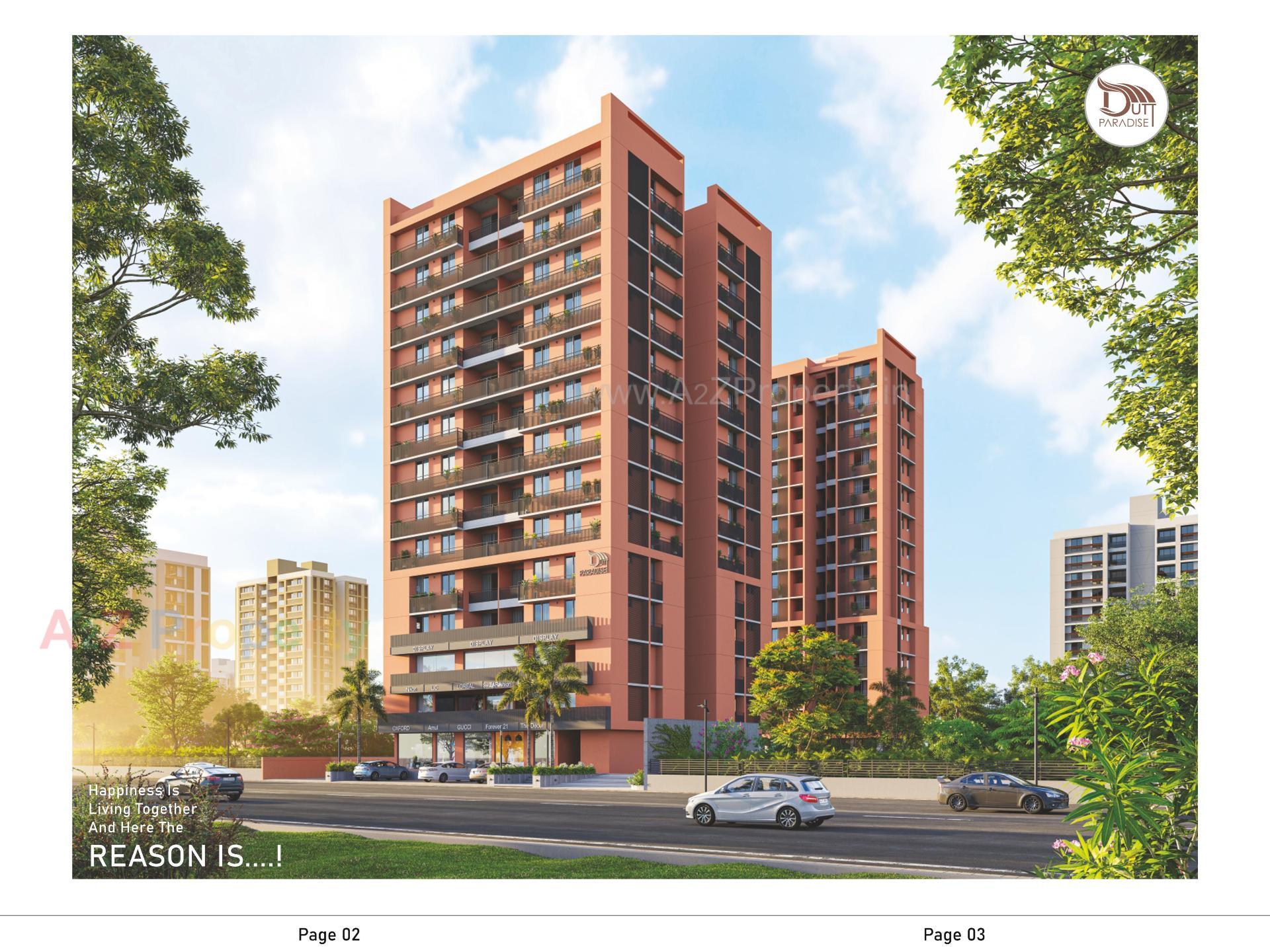 3D Elevation of real estate project Dutt Paradise located at Tragad, Ahmedabad, Gujarat