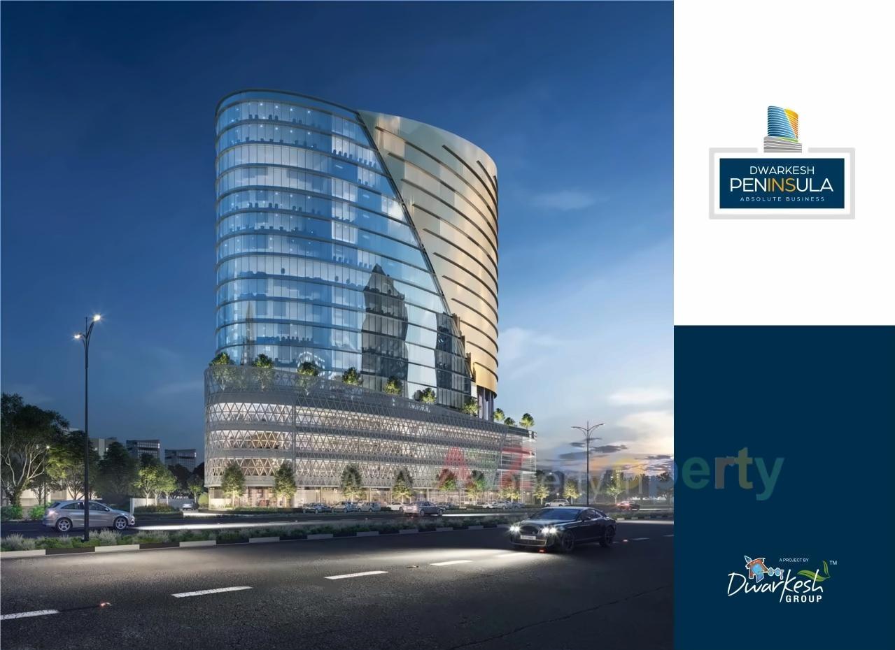 3D Elevation of real estate project Dwarkesh Penninsulla located at Chankheda, Ahmedabad, Gujarat