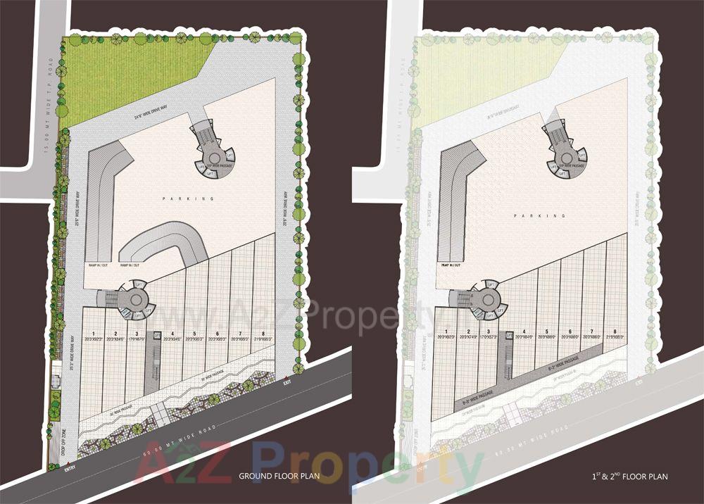 Ground Floor Plan of real estate project Dwarkesh Radiance located at Chandkheda, Ahmedabad, Gujarat