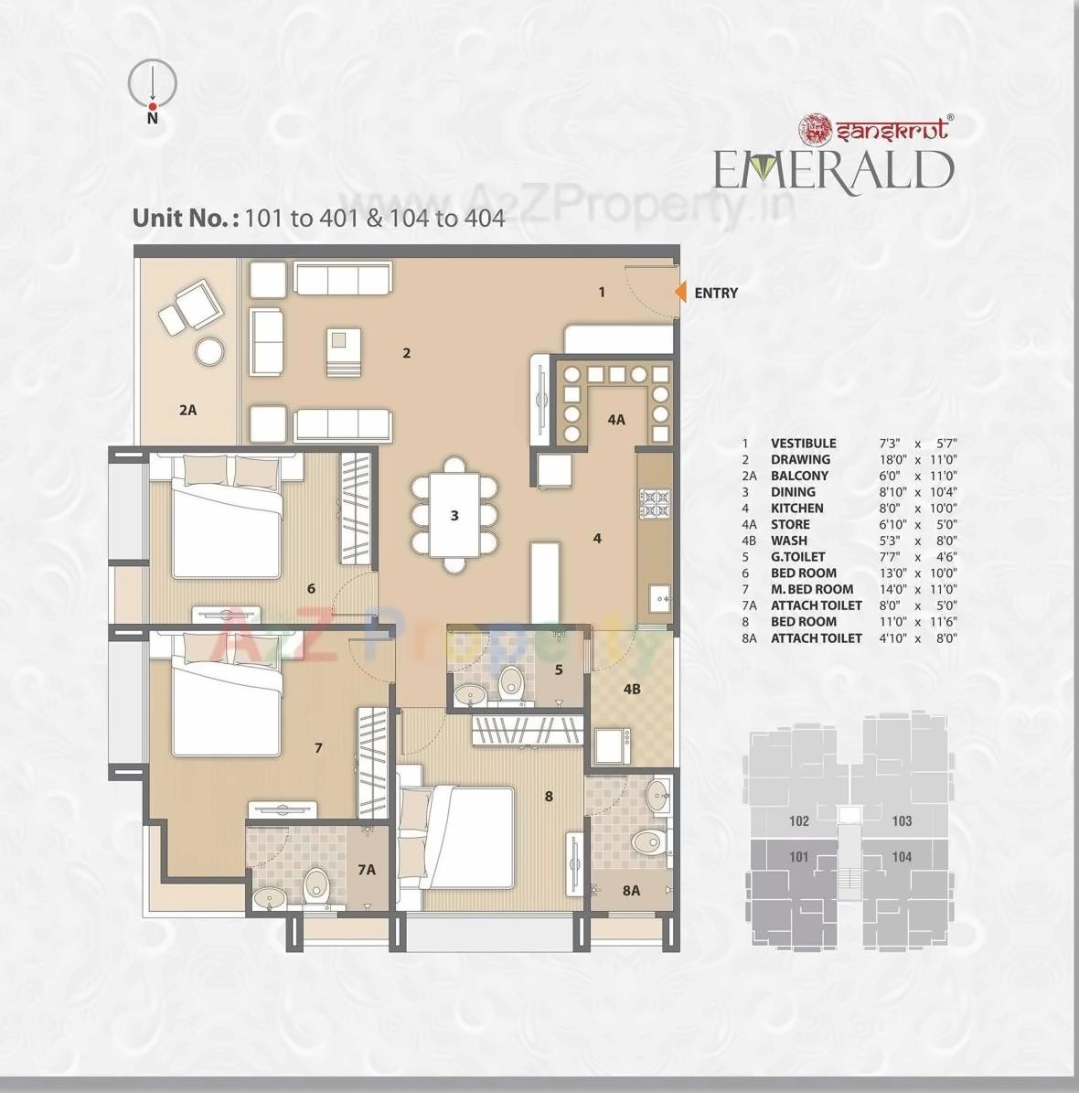 Layout of real estate project Emerald Apartment located at Vejalpur, Ahmedabad, Gujarat