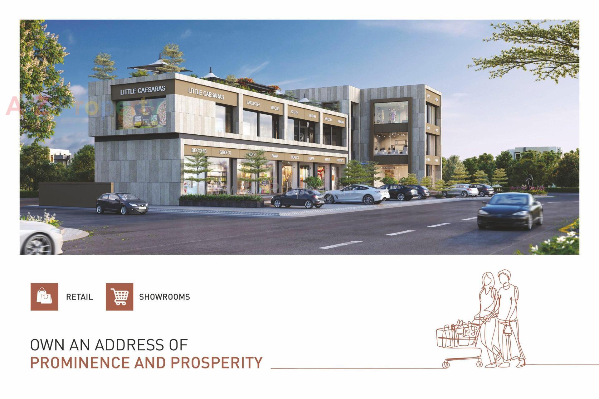 3D Elevation of real estate project Folly Retail located at Sanathal, Ahmedabad, Gujarat