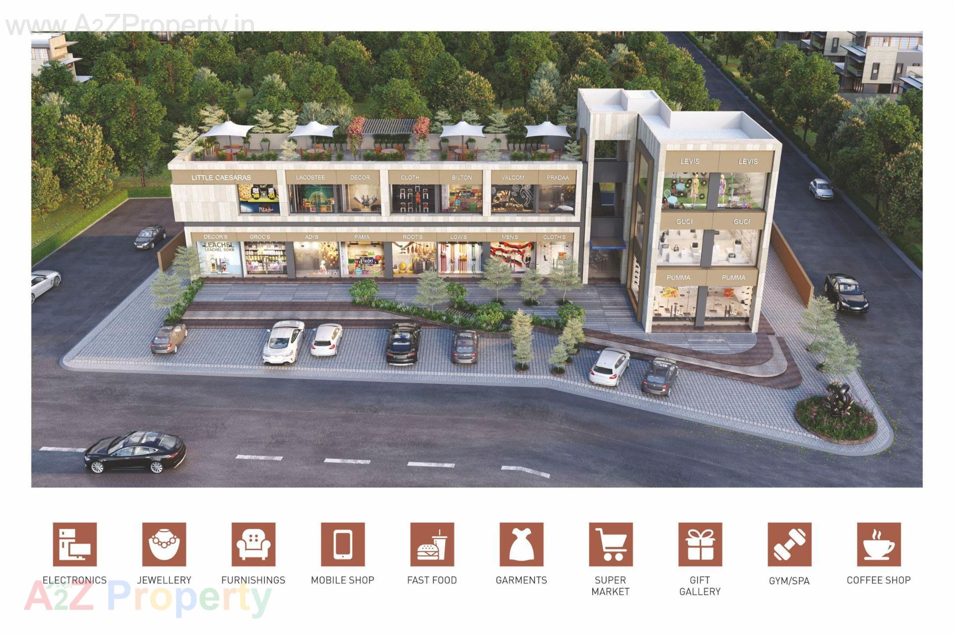 3D Elevation of real estate project Folly Retail located at Sanathal, Ahmedabad, Gujarat