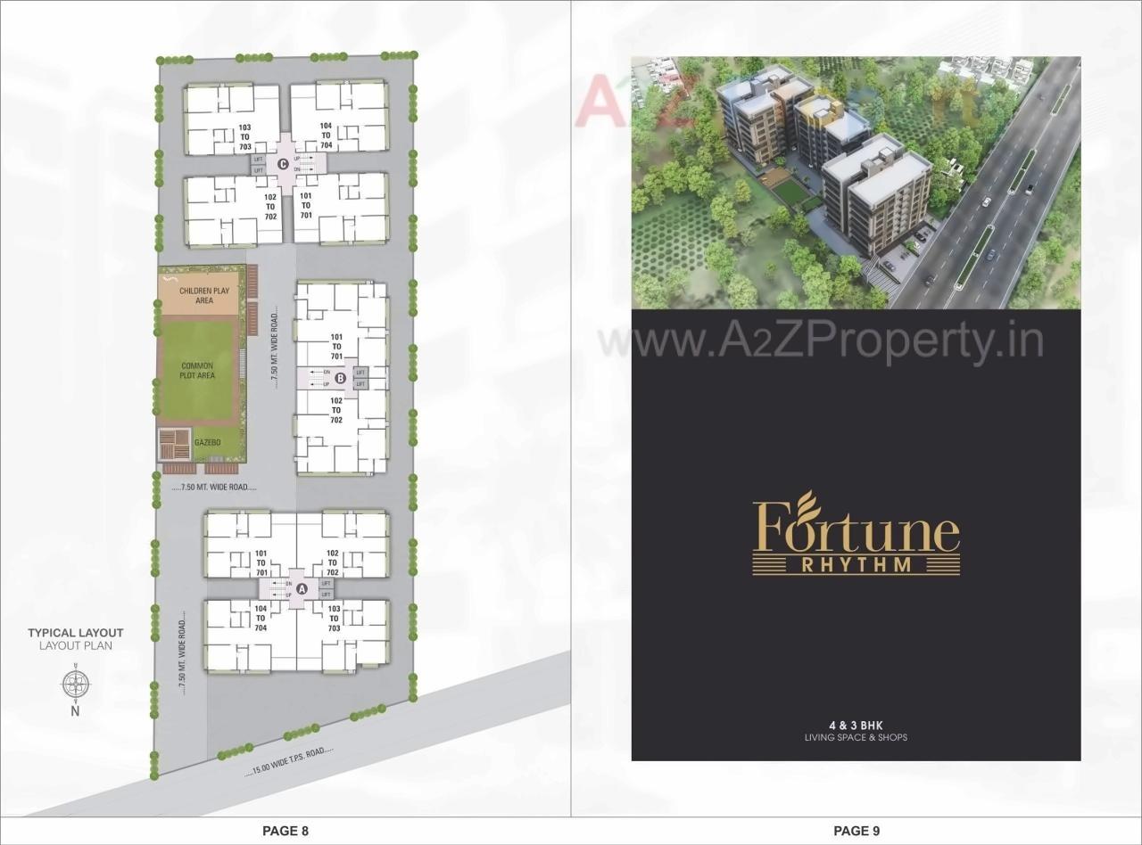 Layout of real estate project Fortune Rhythm located at Hanspura, Ahmedabad, Gujarat