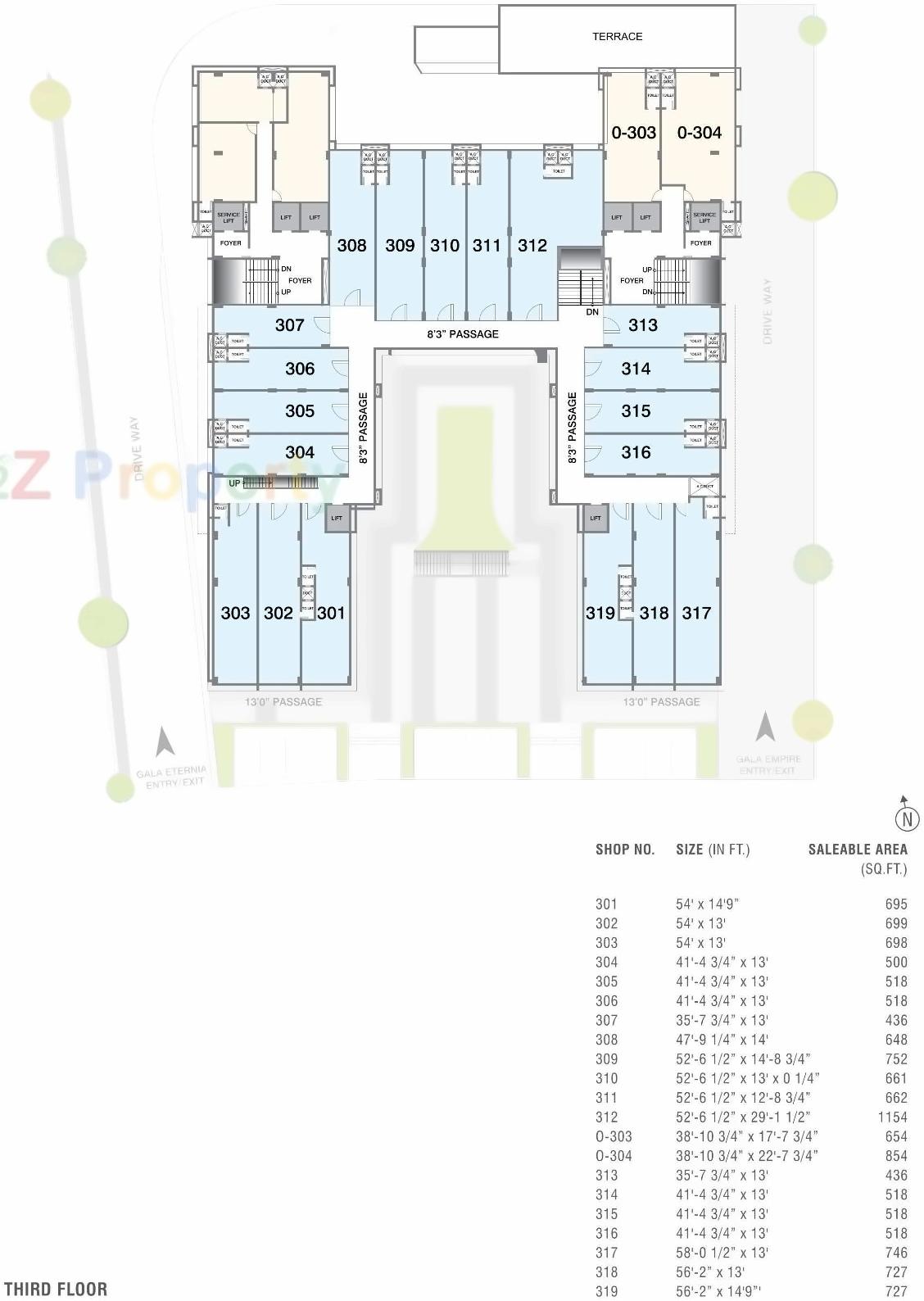Layout of real estate project Gala Empire located at Thaltej, Ahmedabad, Gujarat