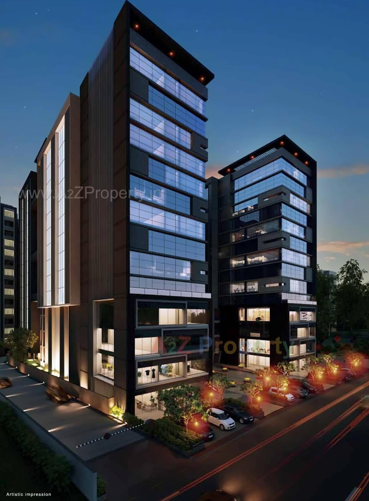 3D Elevation of real estate project Gala Empire located at Thaltej, Ahmedabad, Gujarat