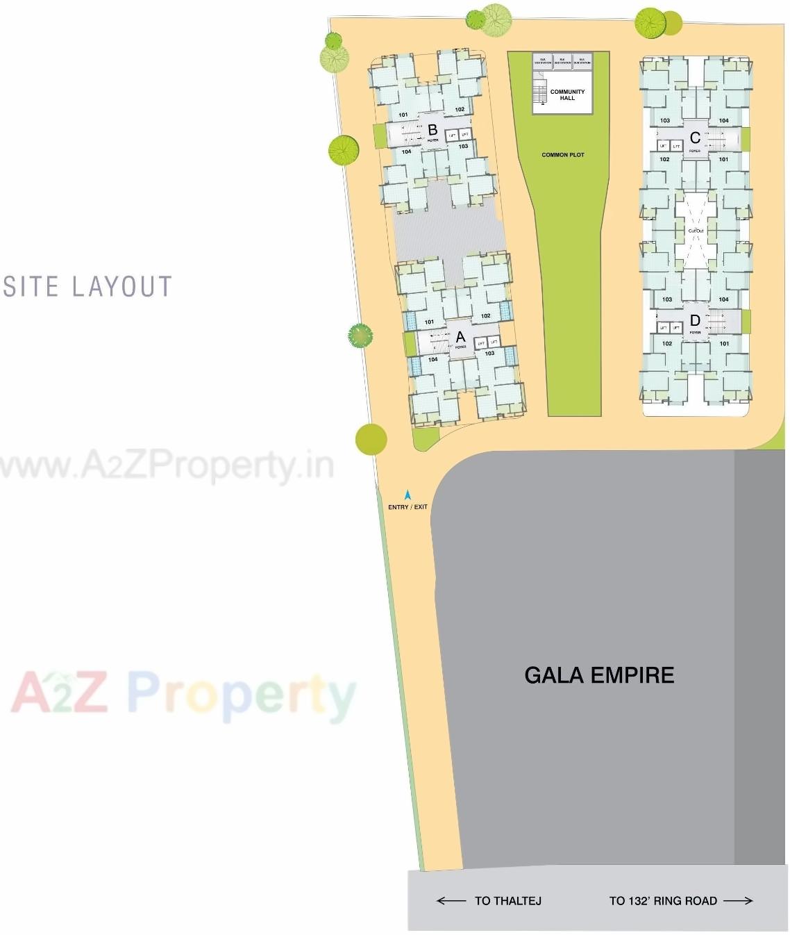Layout of real estate project Gala Eternia located at Thaltej, Ahmedabad, Gujarat