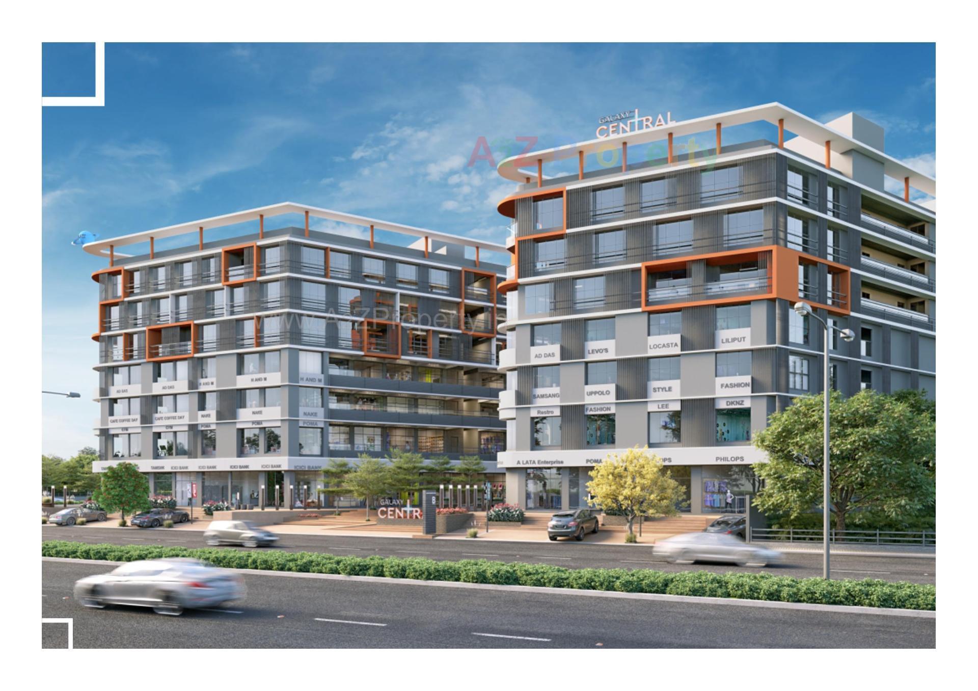3D Elevation of real estate project Galaxy Central located at Muthiya, Ahmedabad, Gujarat