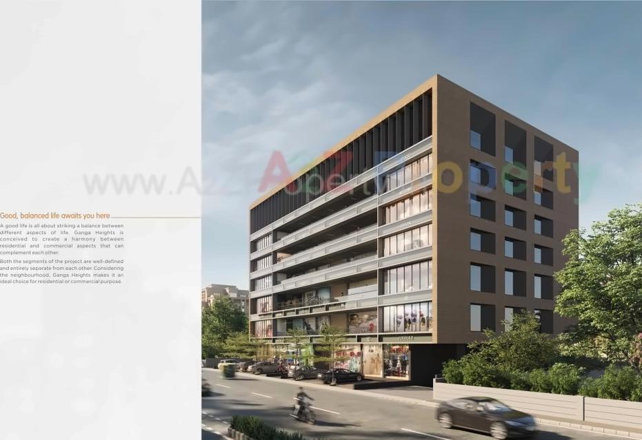 3D Elevation of real estate project Ganga Heights located at Tragad, Ahmedabad, Gujarat