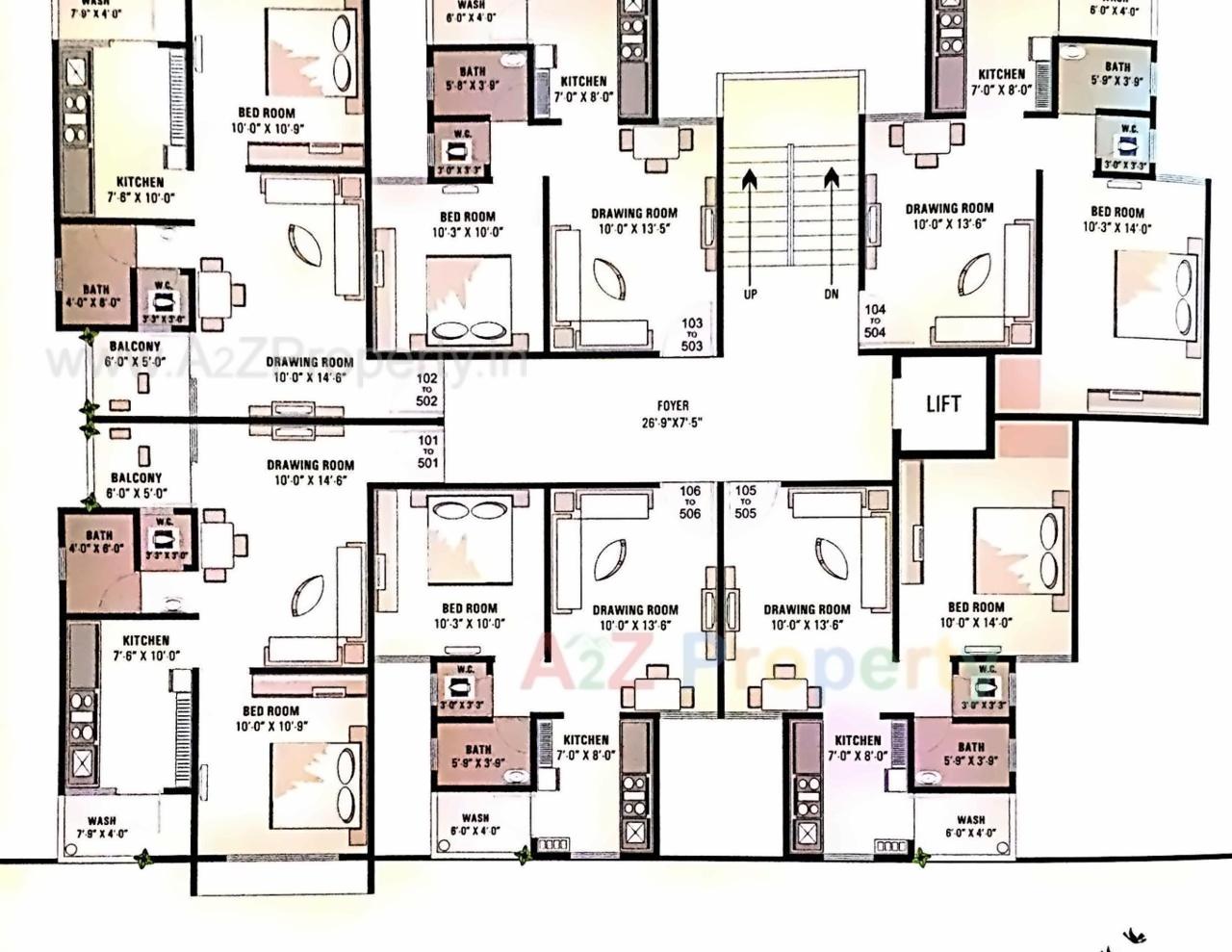 Layout of real estate project Gokul Residency (block A + B, G, H) located at Vinzol, Ahmedabad, Gujarat