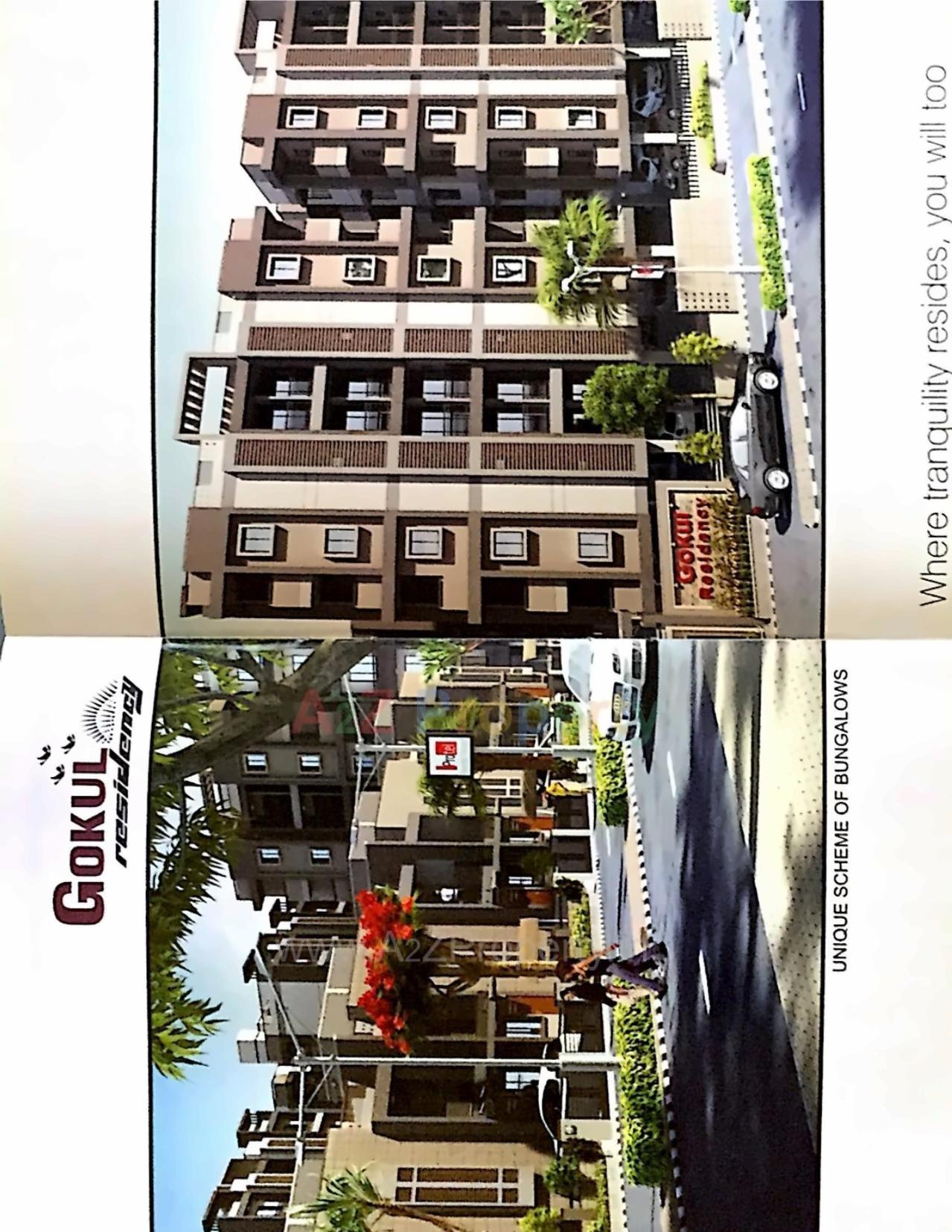 3D Elevation of real estate project Gokul Residency (block A + B, G, H) located at Vinzol, Ahmedabad, Gujarat
