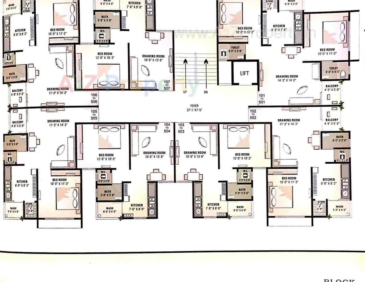 Layout of real estate project Gokul Residency (block A + B, G, H) located at Vinzol, Ahmedabad, Gujarat