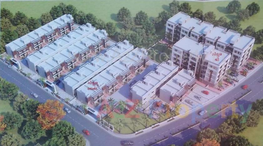 3D Elevation of real estate project Gokul Shree, Gokul Hari   Gokul Anand located at Kanbha, Ahmedabad, Gujarat