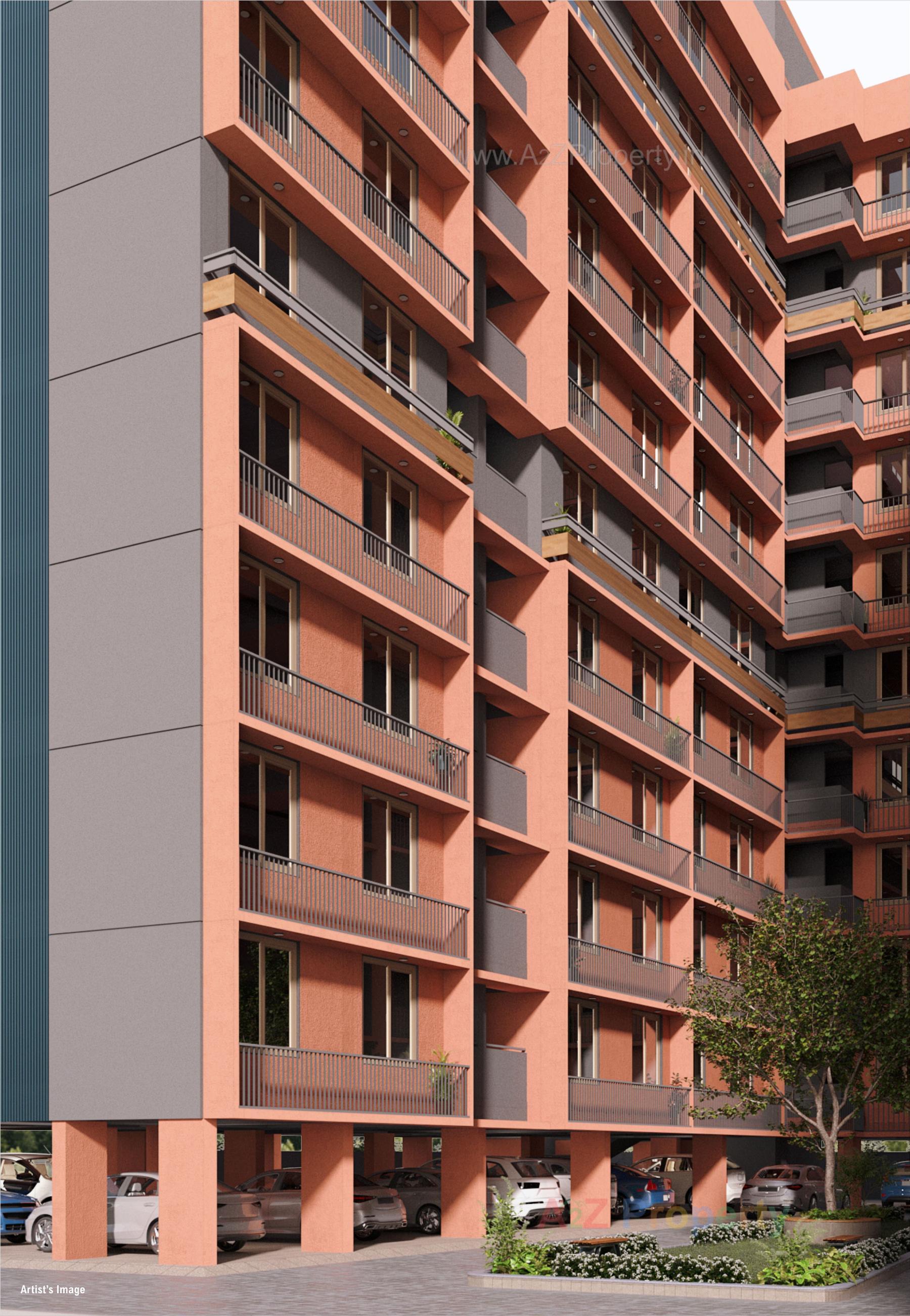 3D Elevation of real estate project Gulmohar Nirvana Ii located at Ghuma, Ahmedabad, Gujarat