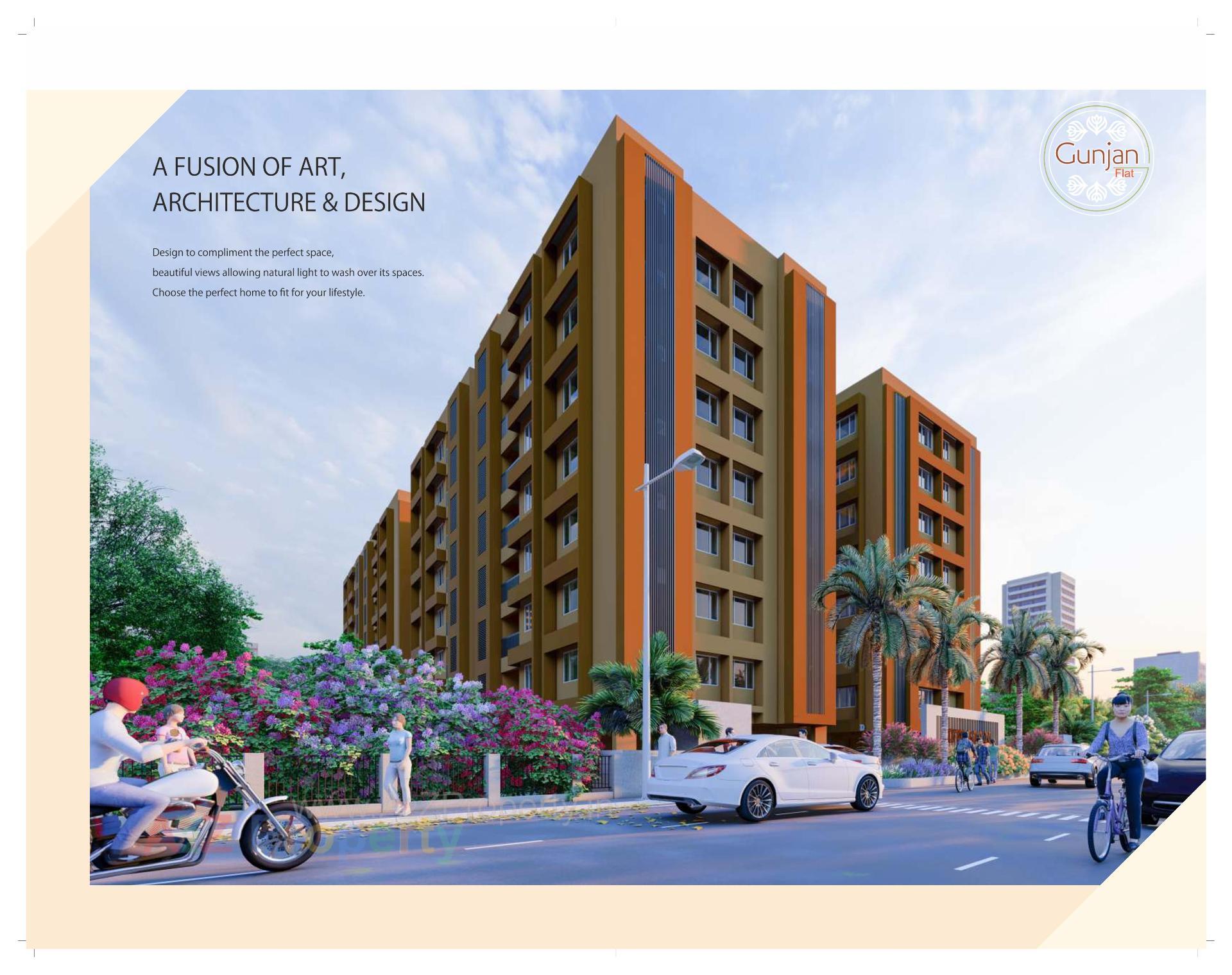 3D Elevation of real estate project Gunjan Flat located at Vasna, Ahmedabad, Gujarat