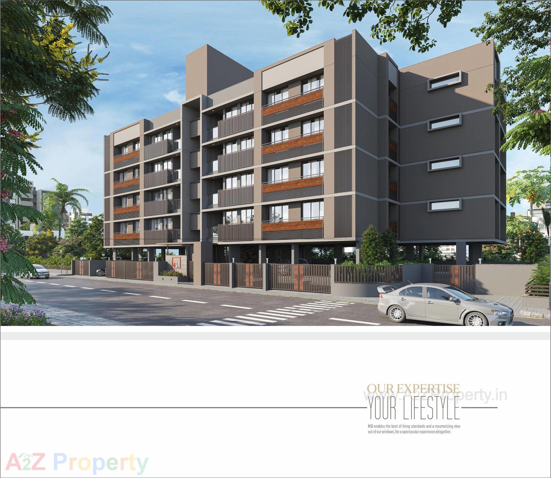 3D Elevation of real estate project H located at Kocharab, Ahmedabad, Gujarat