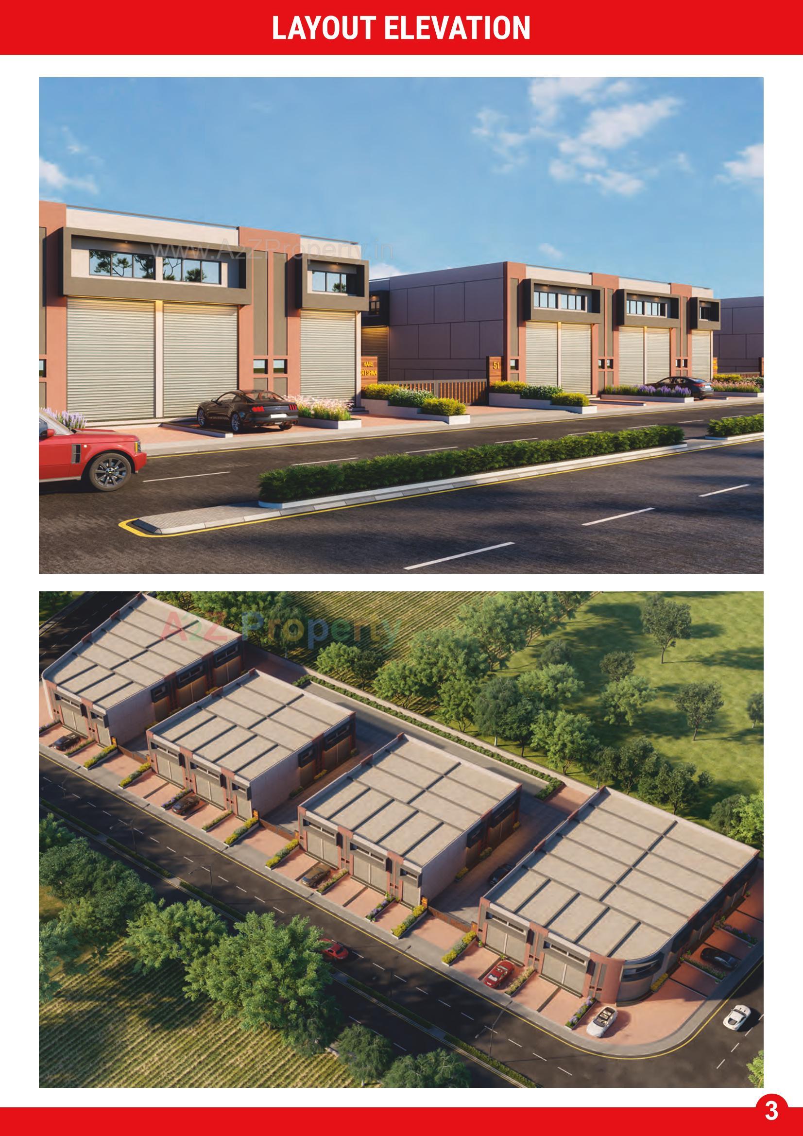 3D Elevation of real estate project Harekrishna 51 Industrial Estate located at Kathwada, Ahmedabad, Gujarat