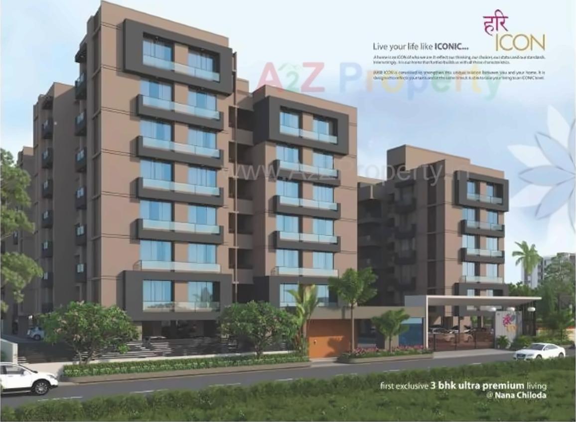 3D Elevation of real estate project Hari Icon located at Nana-chiloda, Ahmedabad, Gujarat