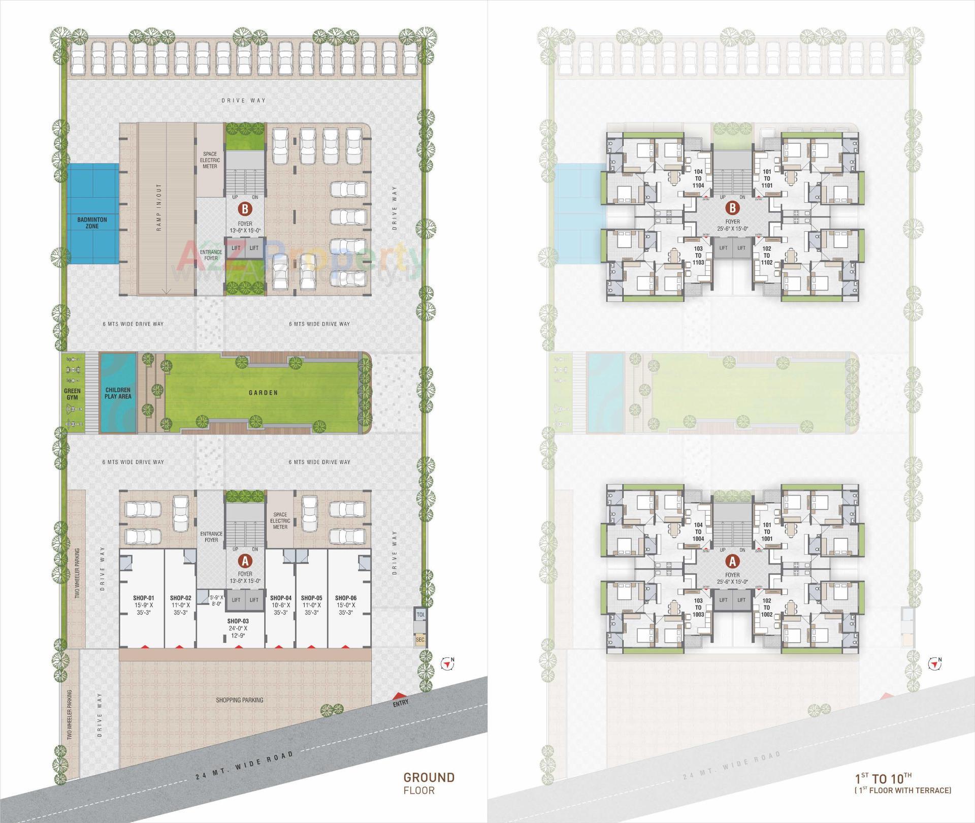 Layout of real estate project Haridarshan Greens located at Bhadaj, Ahmedabad, Gujarat