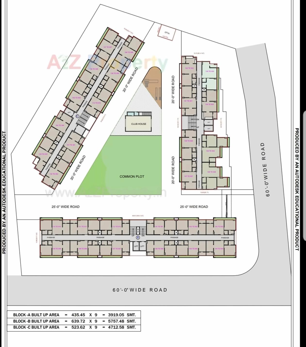Layout of real estate project Hariom Crystal located at Ghuma, Ahmedabad, Gujarat