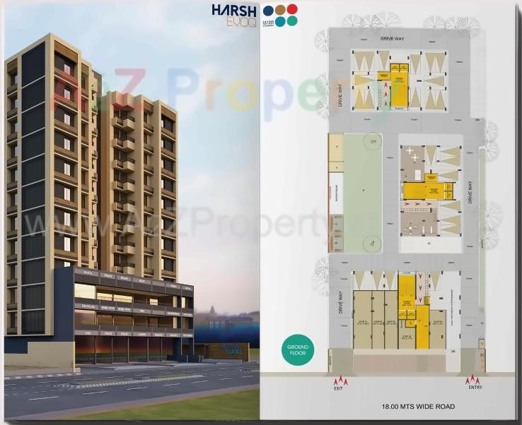 Layout of real estate project Harsh Evoq located at Guma, Ahmedabad, Gujarat