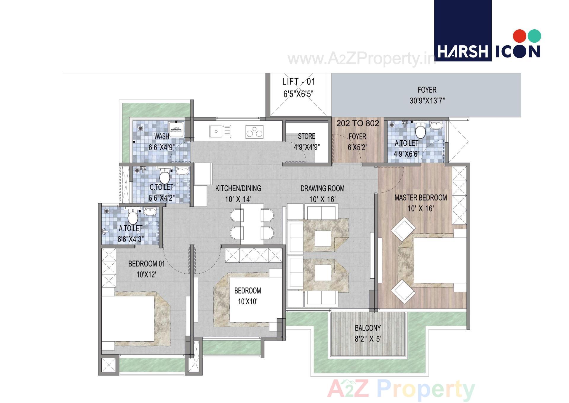 Layout of real estate project Harsh Icon located at Bopal, Ahmedabad, Gujarat