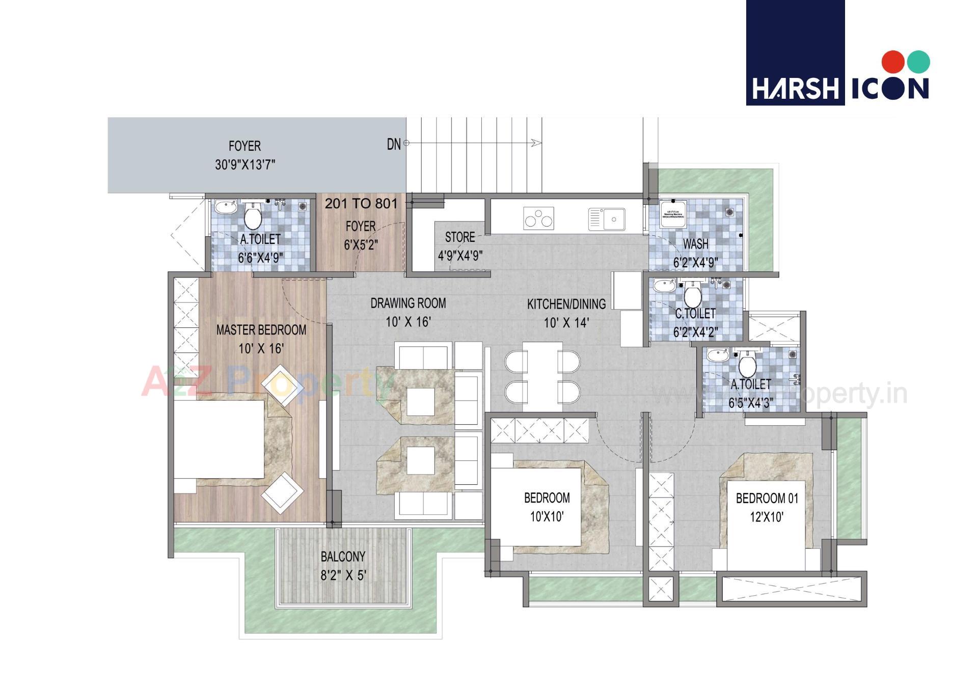 Layout of real estate project Harsh Icon located at Bopal, Ahmedabad, Gujarat