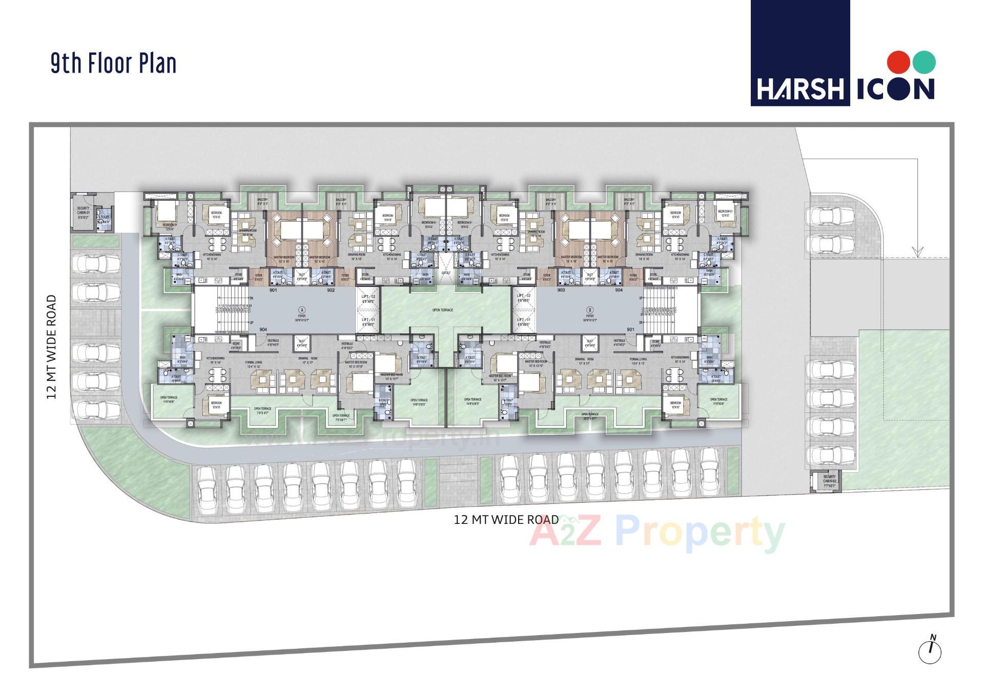 Layout of real estate project Harsh Icon located at Bopal, Ahmedabad, Gujarat