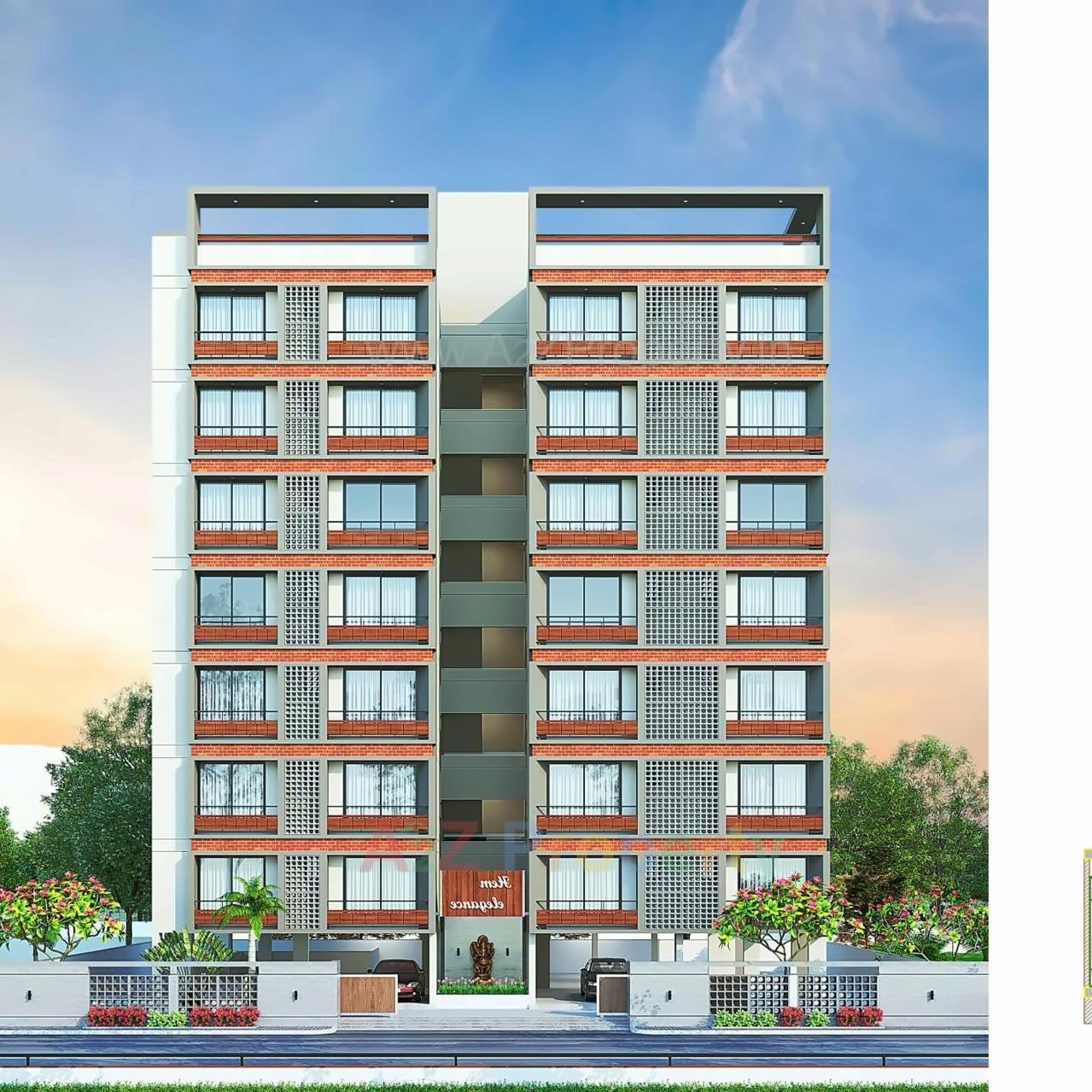 3D Elevation of real estate project Hem Elegance located at Vastrapur, Ahmedabad, Gujarat
