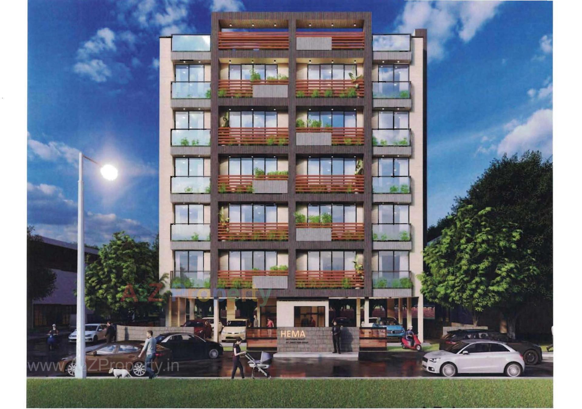 3D Elevation of real estate project Hema Apartments located at Paldi, Ahmedabad, Gujarat
