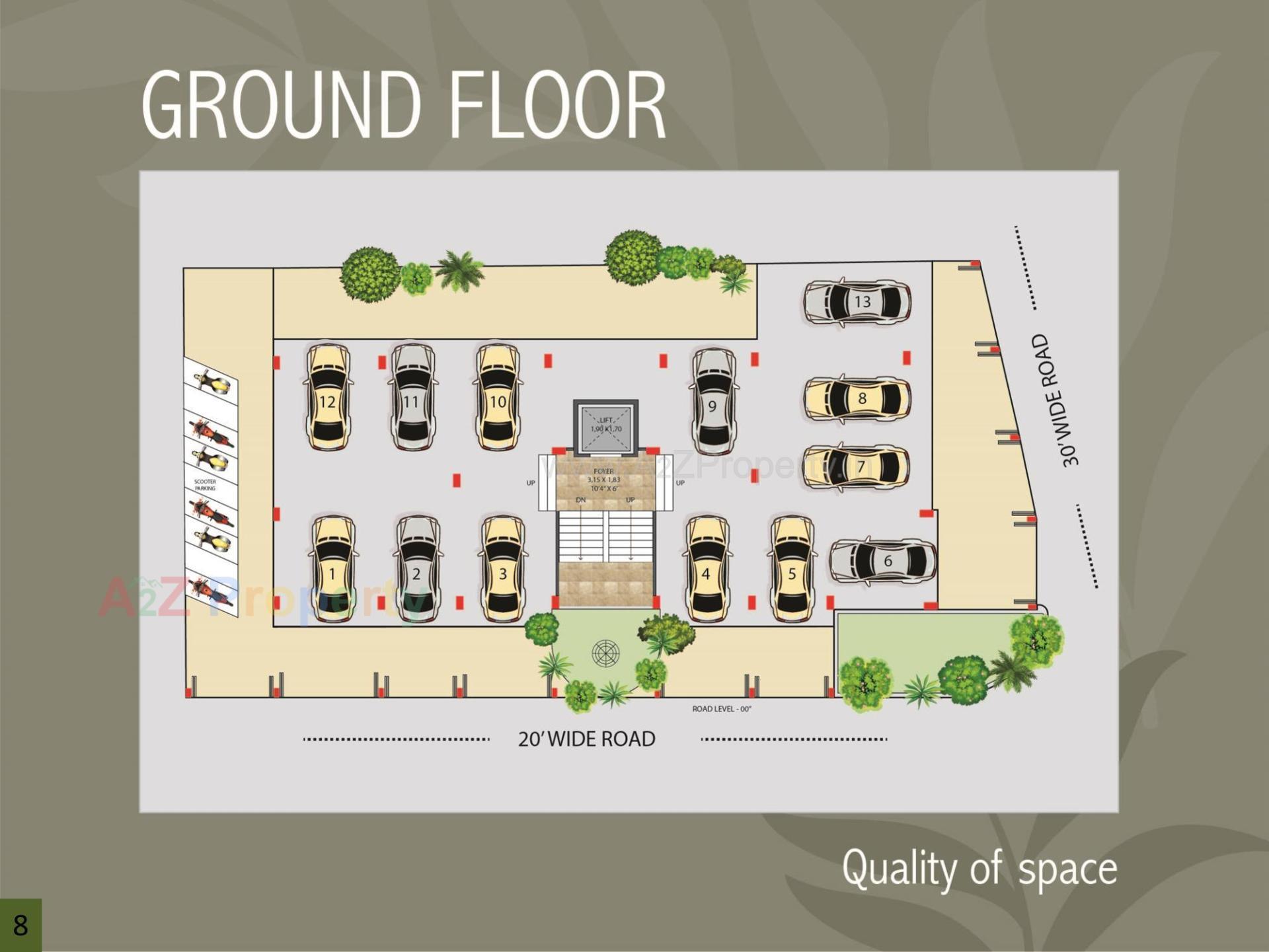 Layout of real estate project Hemvir Aura located at Vastrapur, Ahmedabad, Gujarat
